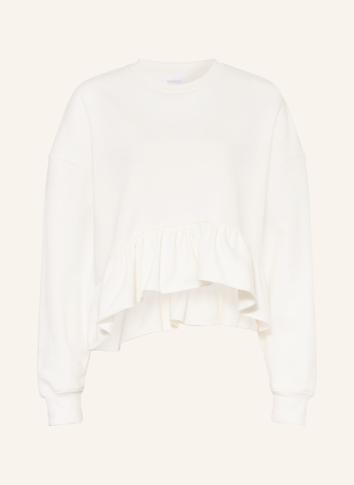 Rich & Royal Sweatshirt with ruffles: WHITE