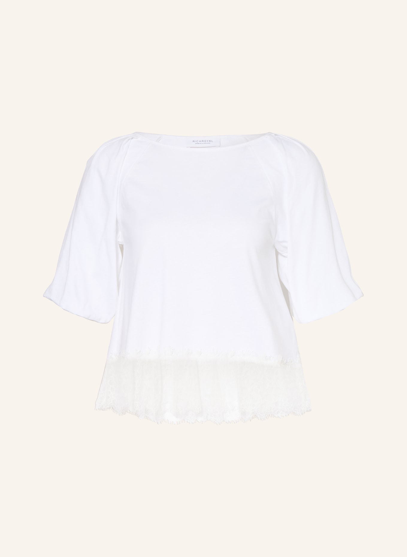 Rich & Royal T-Shirt mit Spitze: WEISS