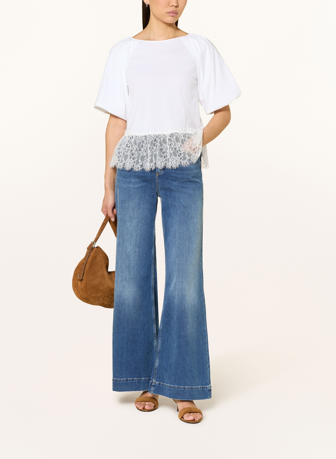 Rich & Royal T-Shirt mit Spitze: WEISS