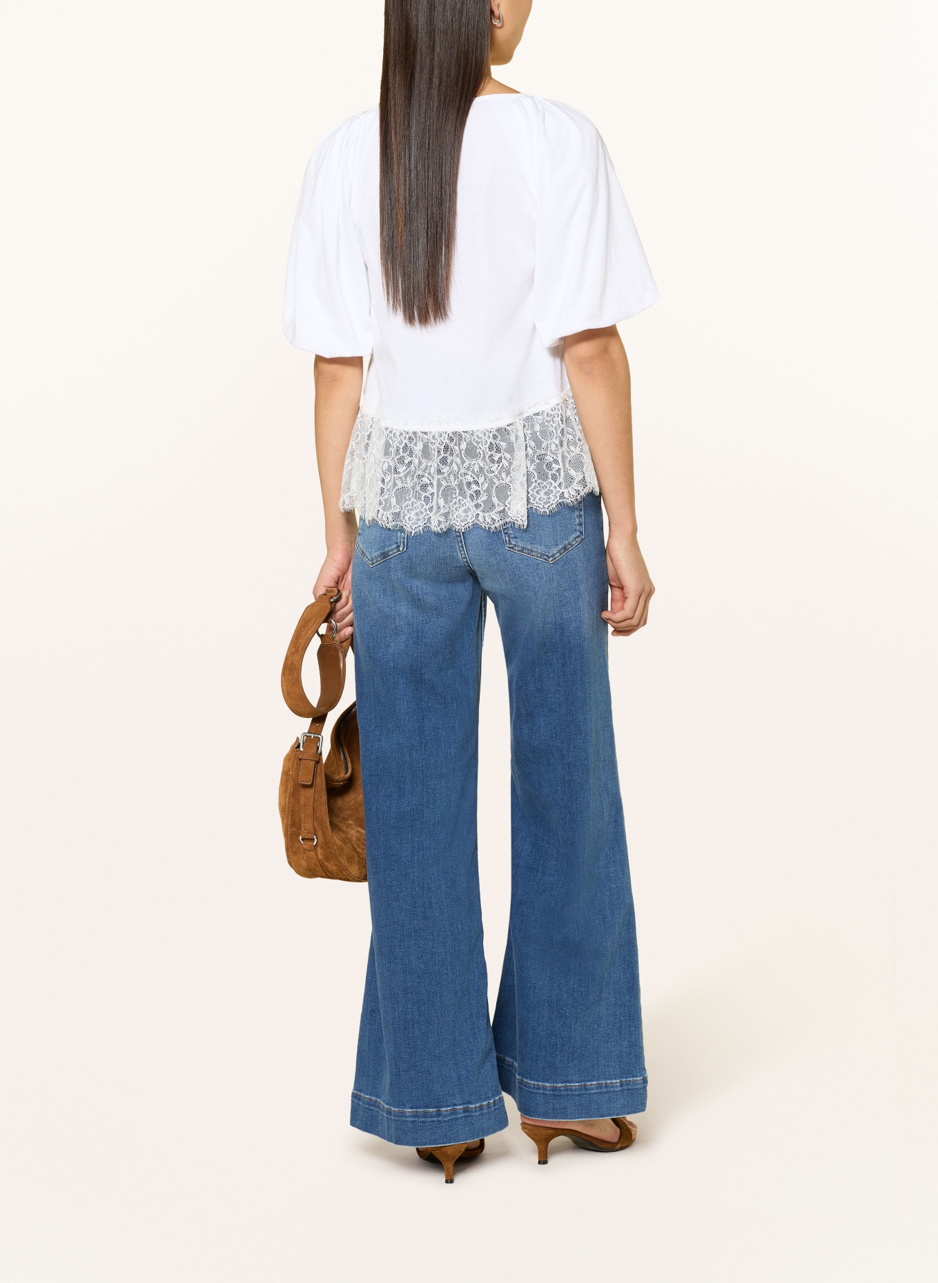 Rich & Royal T-Shirt mit Spitze: WEISS