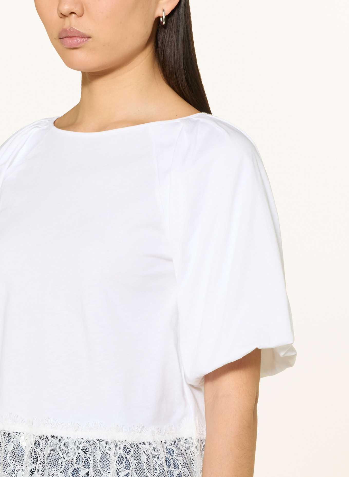 Rich & Royal T-Shirt mit Spitze: WEISS