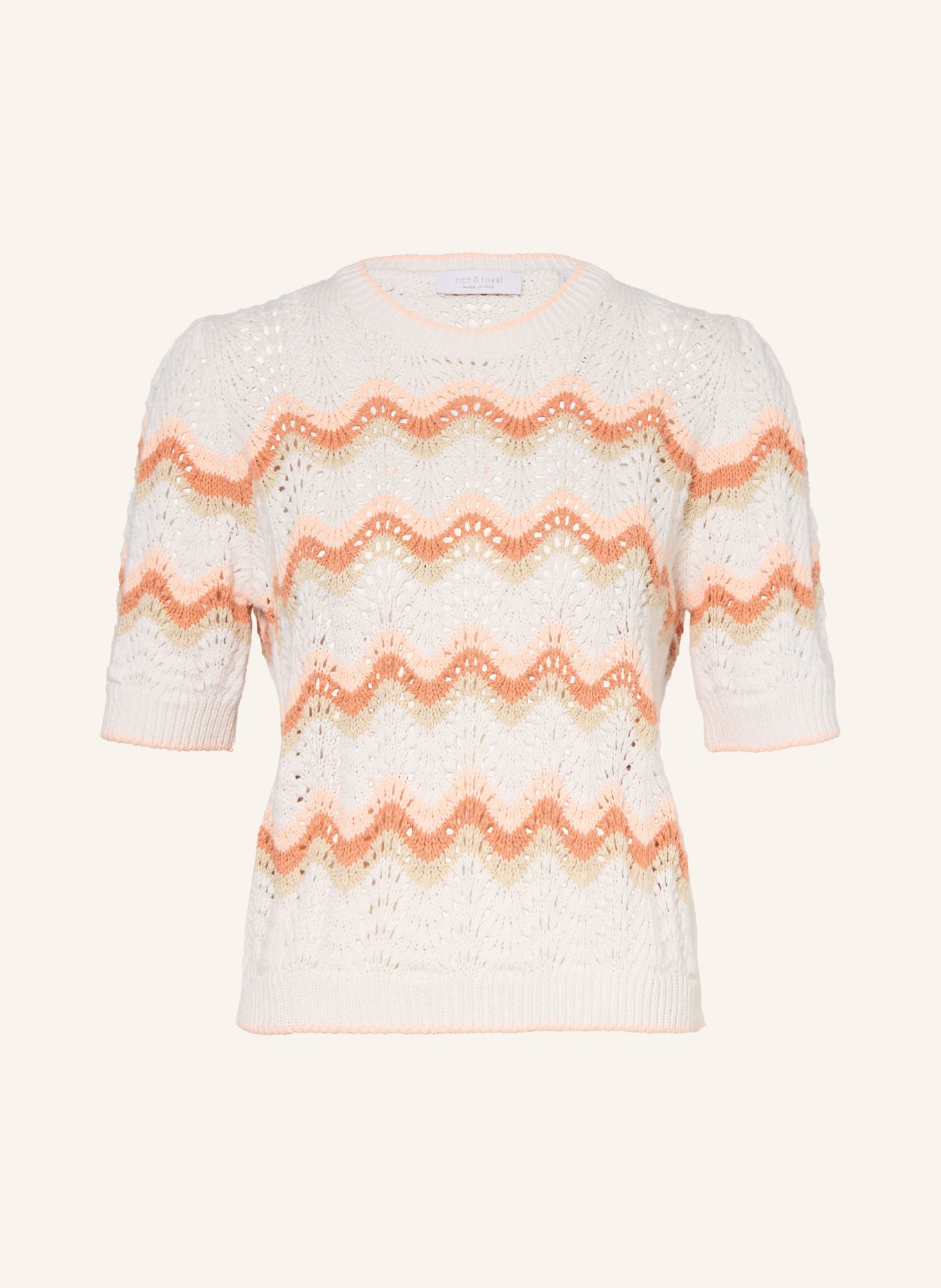 Rich & Royal koszulka z dzianiny: BIAŁY / JASNOPOMARAŃCZOWY / CIEMNOPOMARAŃCZOWY