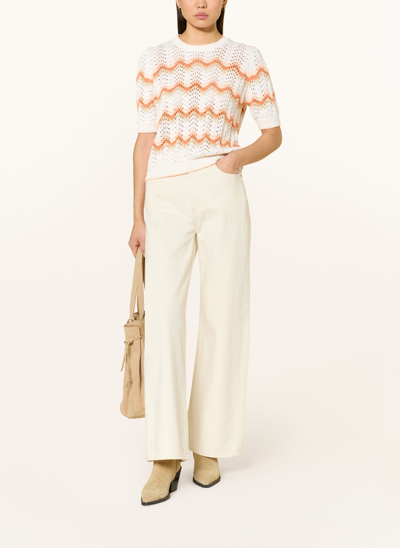 Rich & Royal koszulka z dzianiny: BIAŁY / JASNOPOMARAŃCZOWY / CIEMNOPOMARAŃCZOWY