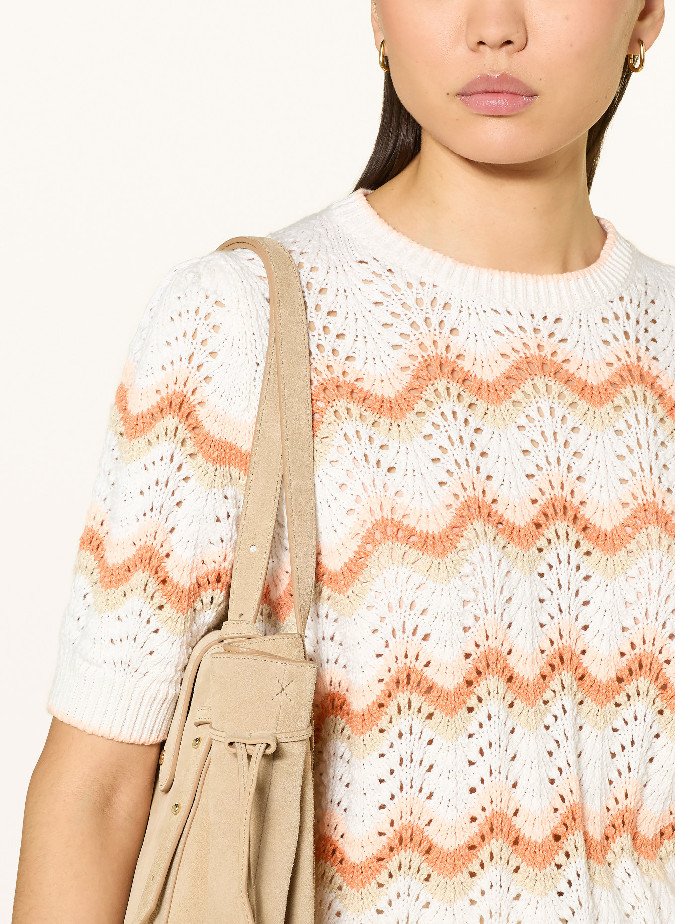 Rich & Royal koszulka z dzianiny: BIAŁY / JASNOPOMARAŃCZOWY / CIEMNOPOMARAŃCZOWY