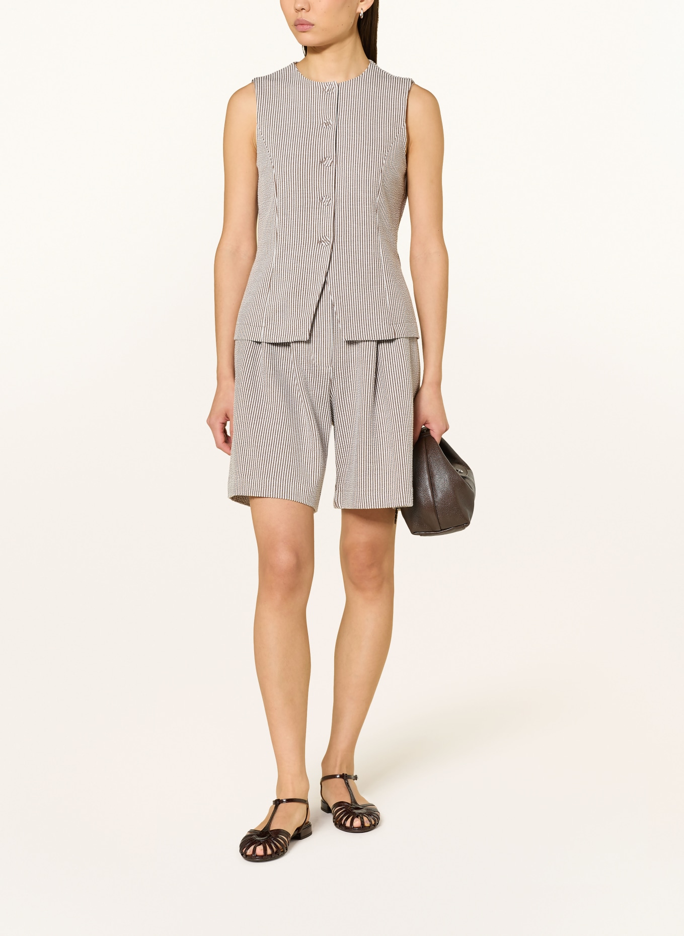 Rich & Royal Jersey blazer vest: BROWN / ECRU