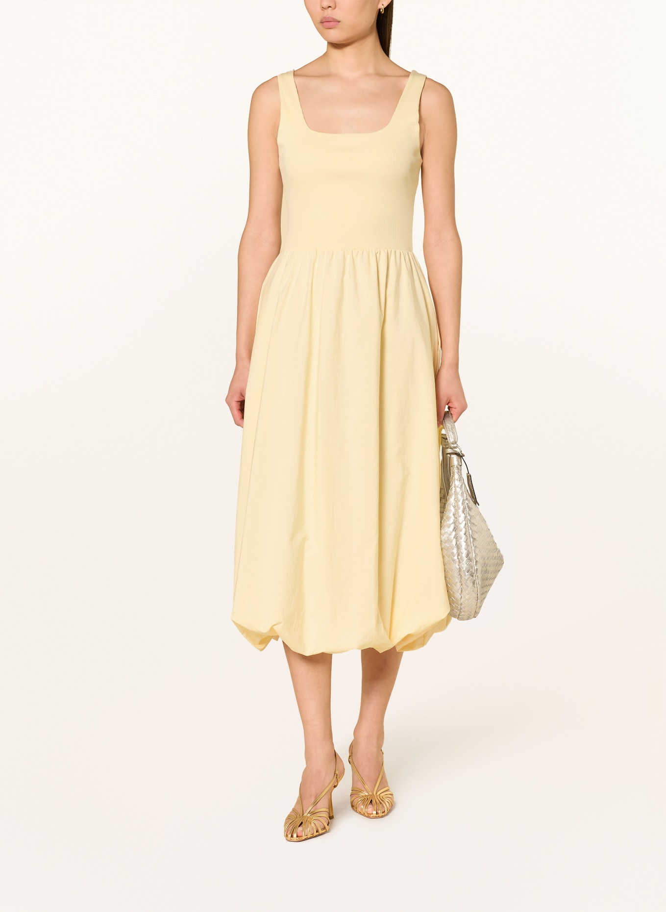 Rich & Royal Kleid im Materialmix: HELLGELB