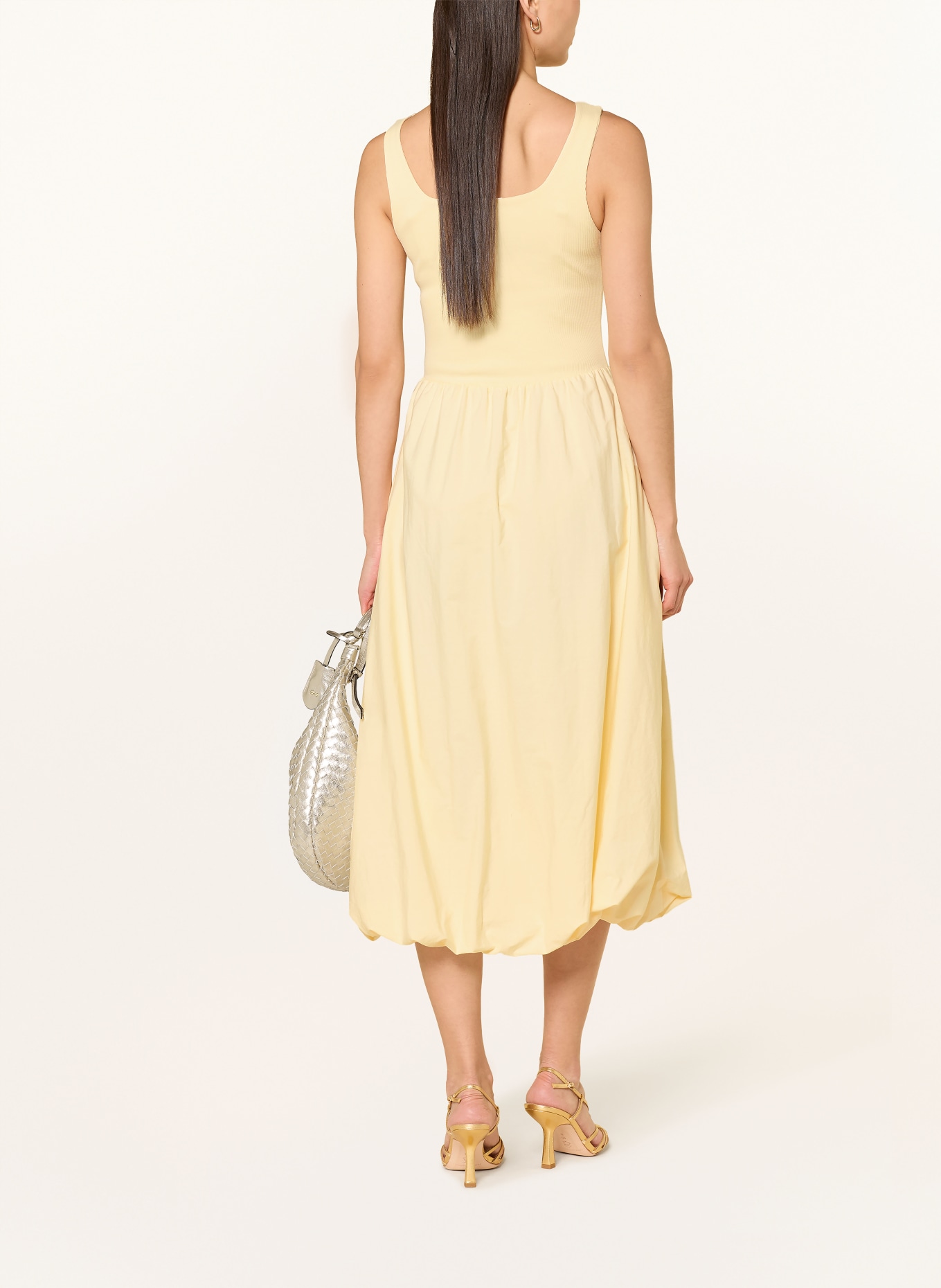 Rich & Royal Kleid im Materialmix: HELLGELB