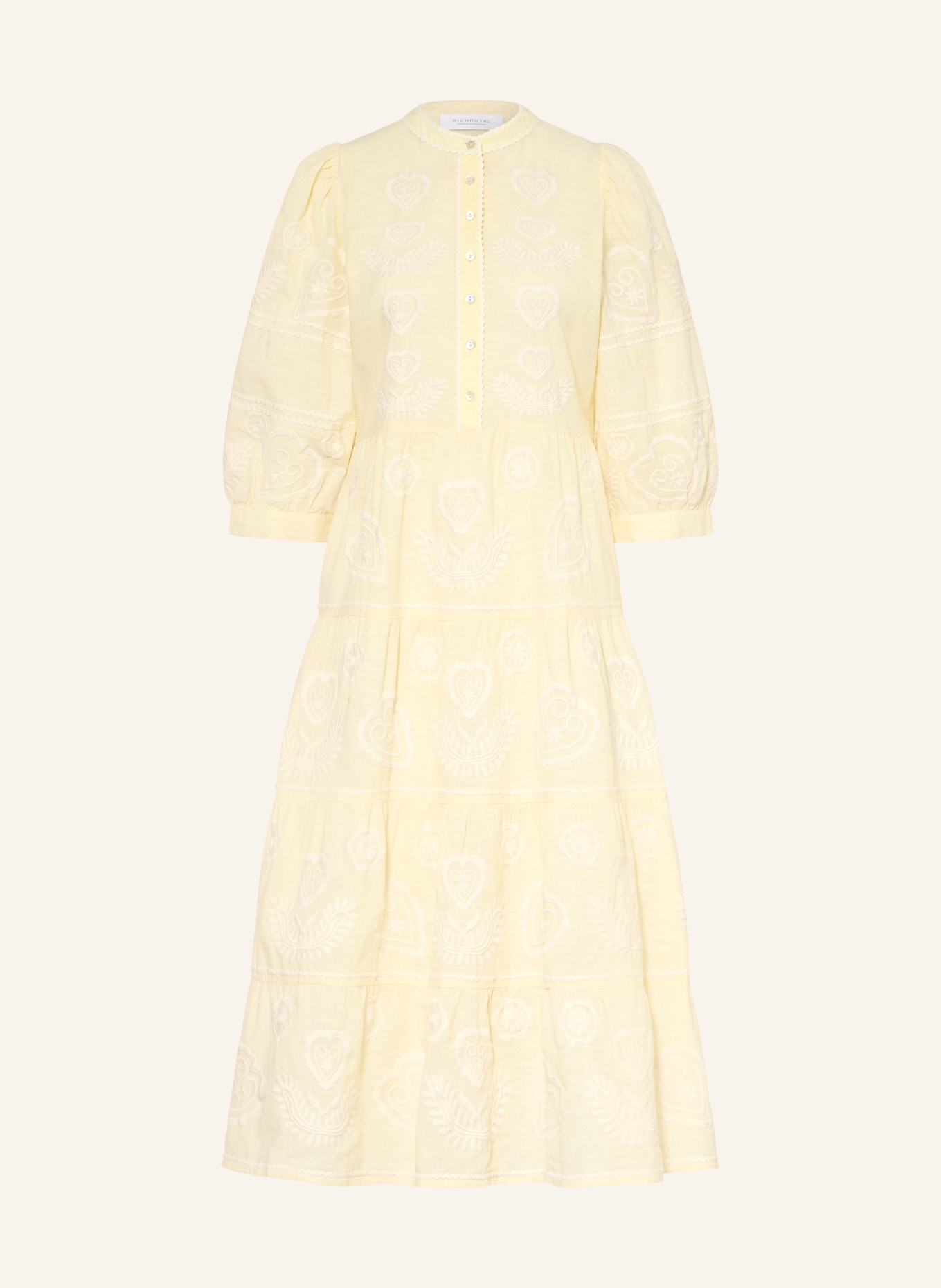 Rich & Royal Šaty s 3/4 rukávem: TMAVĚ ŽLUTÁ / BÍLÁ