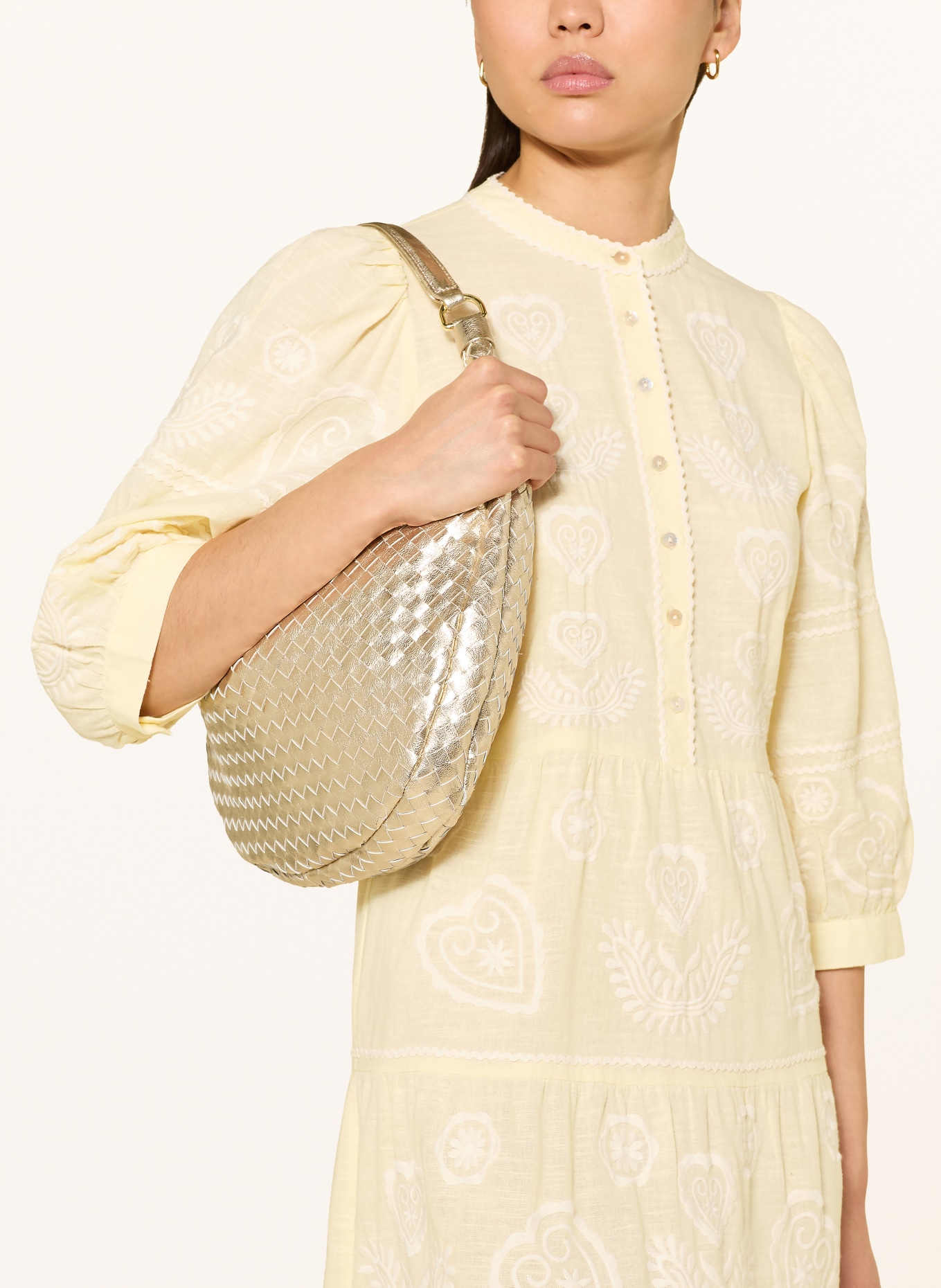 Rich & Royal Šaty s 3/4 rukávem: TMAVĚ ŽLUTÁ / BÍLÁ