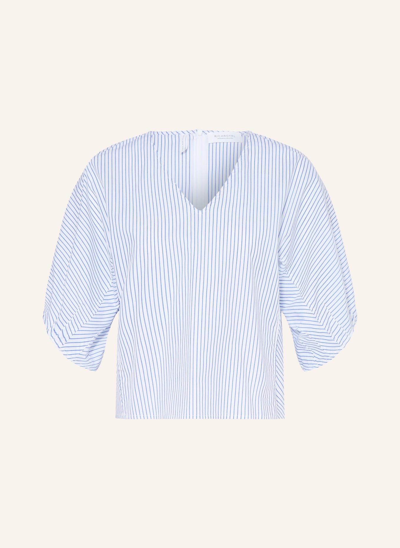 Rich & Royal Blouse met 3/4-mouwen: BLAUW / WIT