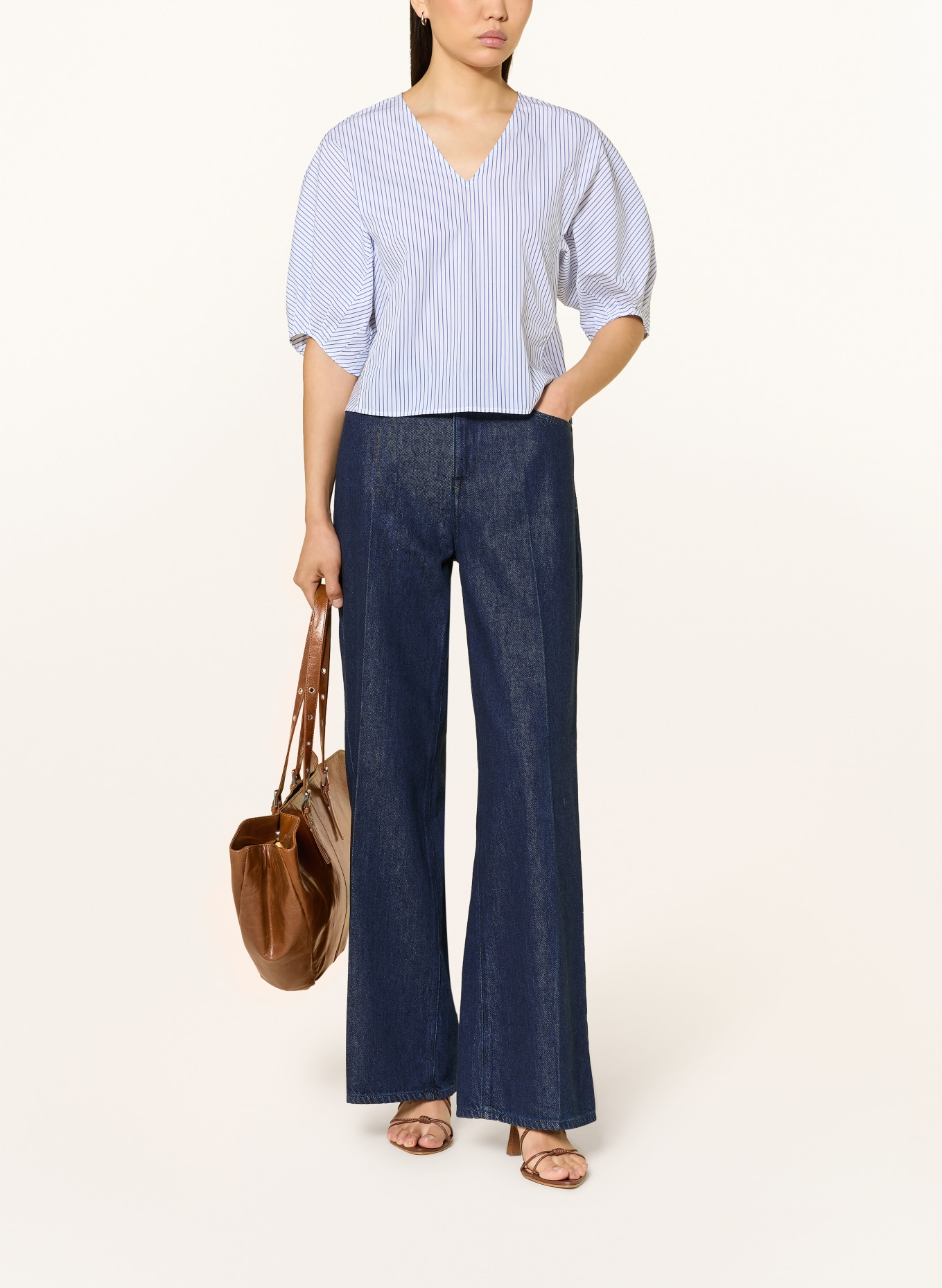 Rich & Royal Blouse met 3/4-mouwen: BLAUW / WIT