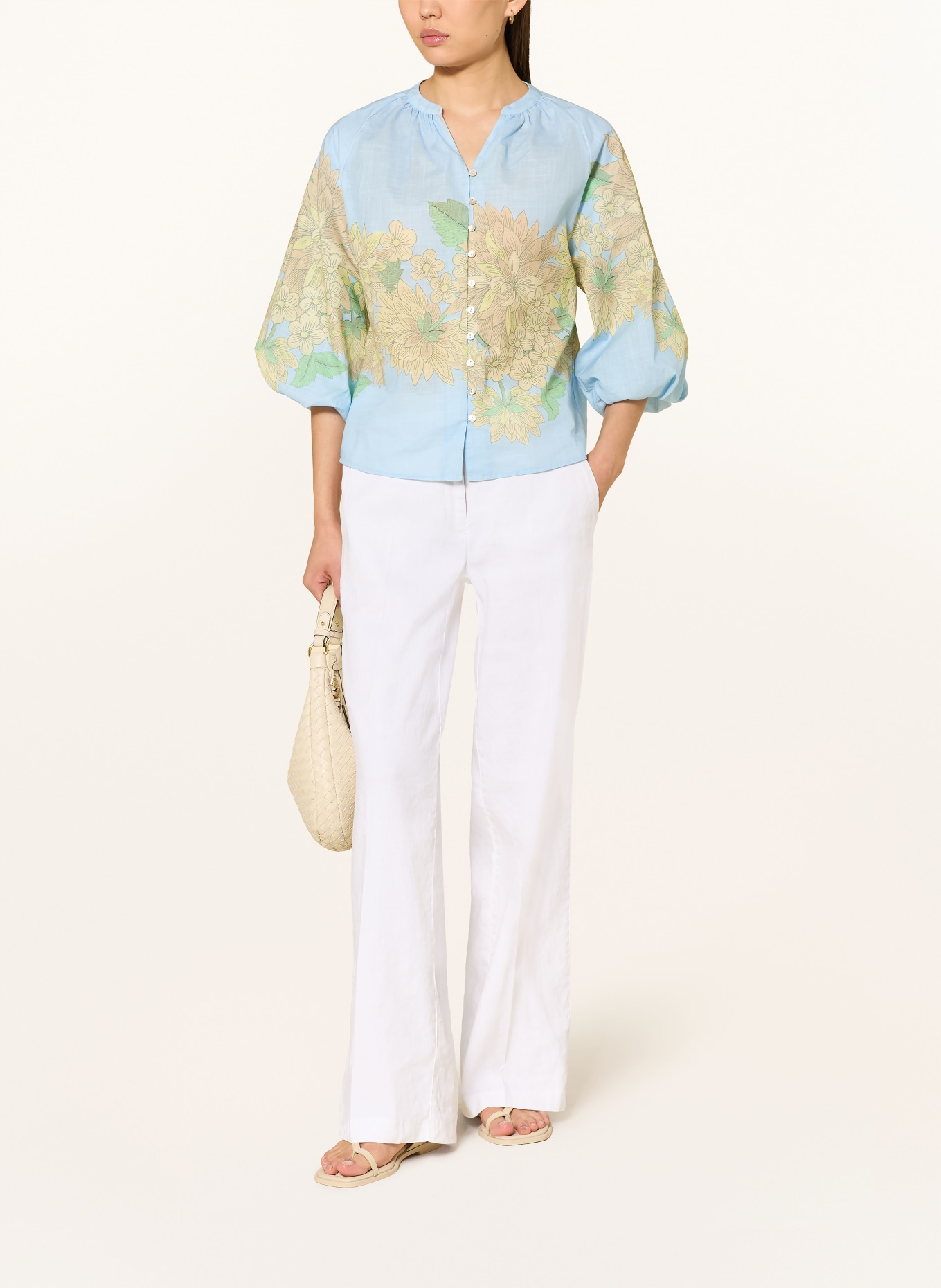 Rich & Royal Bluse mit 3/4-Arm: HELLBLAU / HELLORANGE / HELLGRÜN