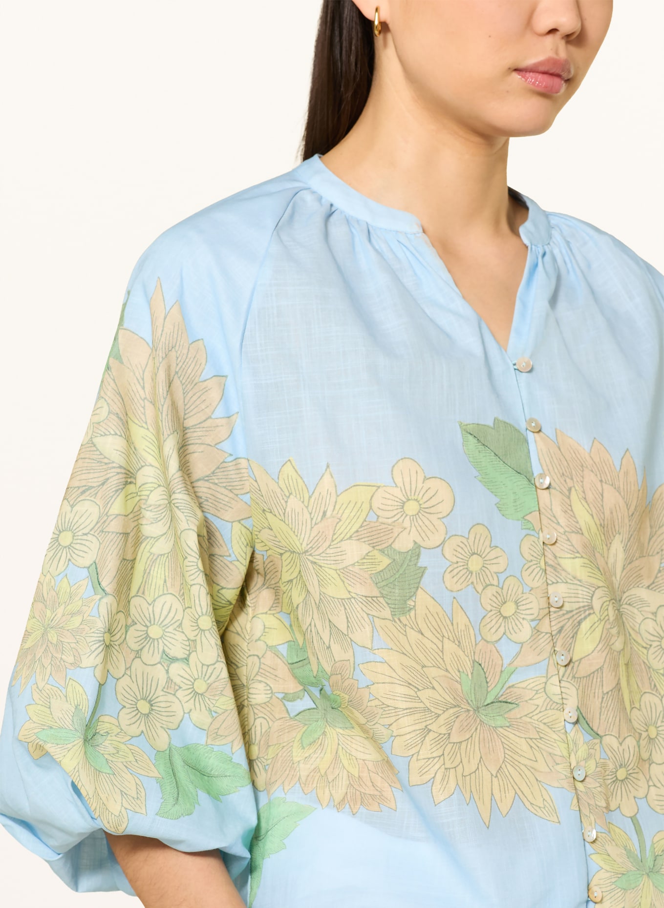 Rich & Royal Bluse mit 3/4-Arm: HELLBLAU / HELLORANGE / HELLGRÜN