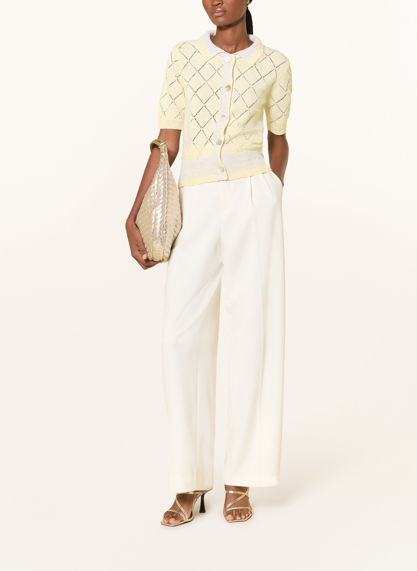 Rich & Royal Strickjacke mit Glitzergarn: HELLGELB / BEIGE