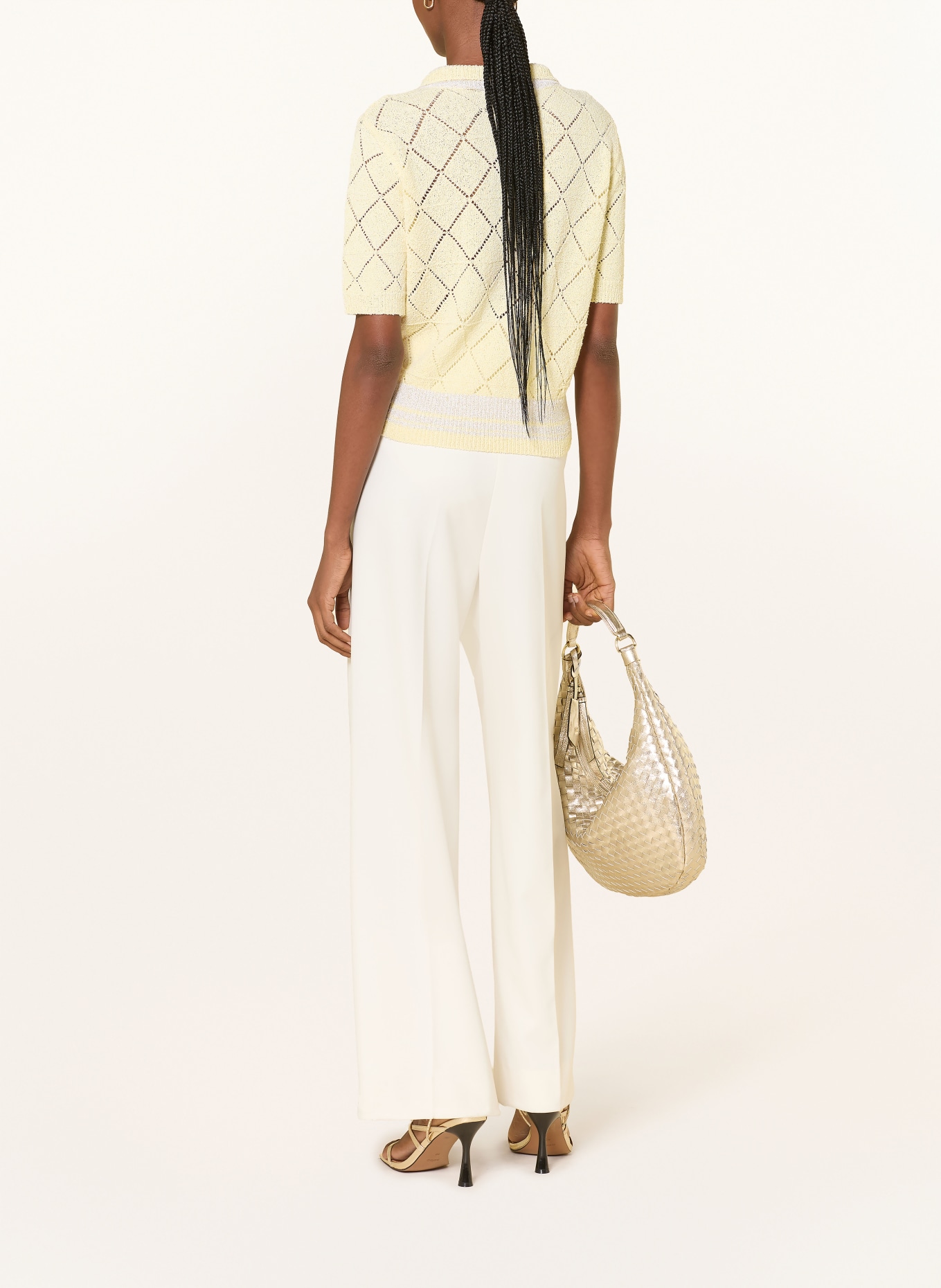 Rich & Royal Strickjacke mit Glitzergarn: HELLGELB / BEIGE