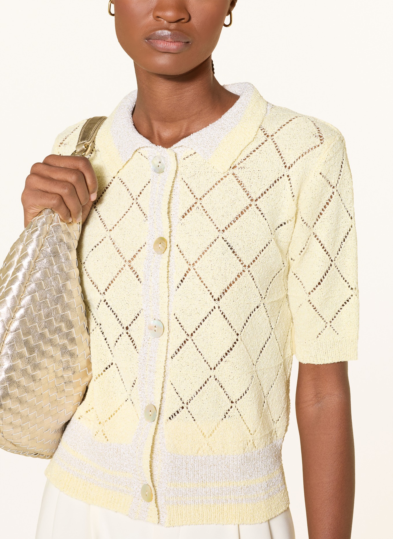 Rich & Royal Strickjacke mit Glitzergarn: HELLGELB / BEIGE