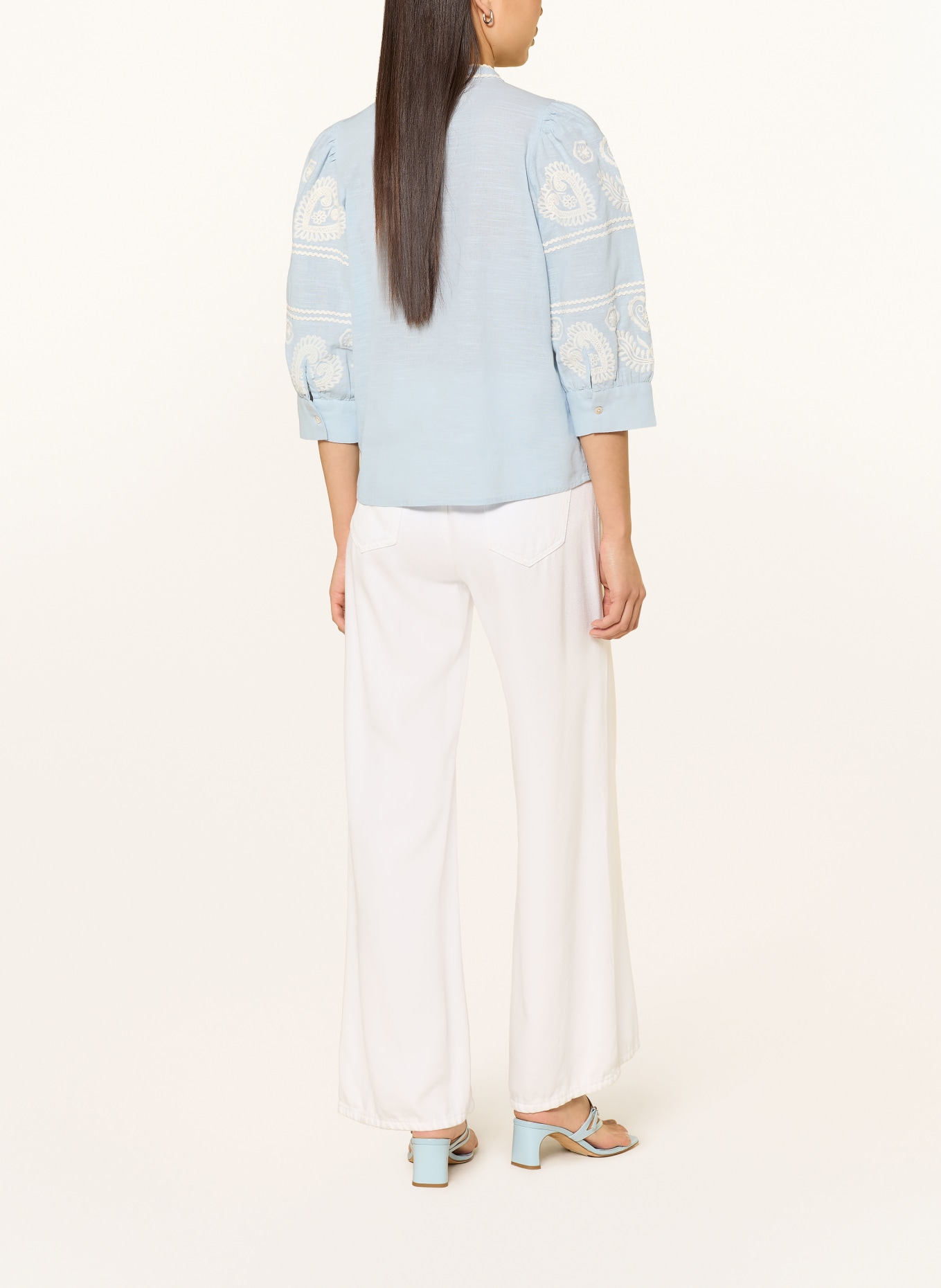 Rich & Royal Bluse mit 3/4-Arm: HELLBLAU / WEISS