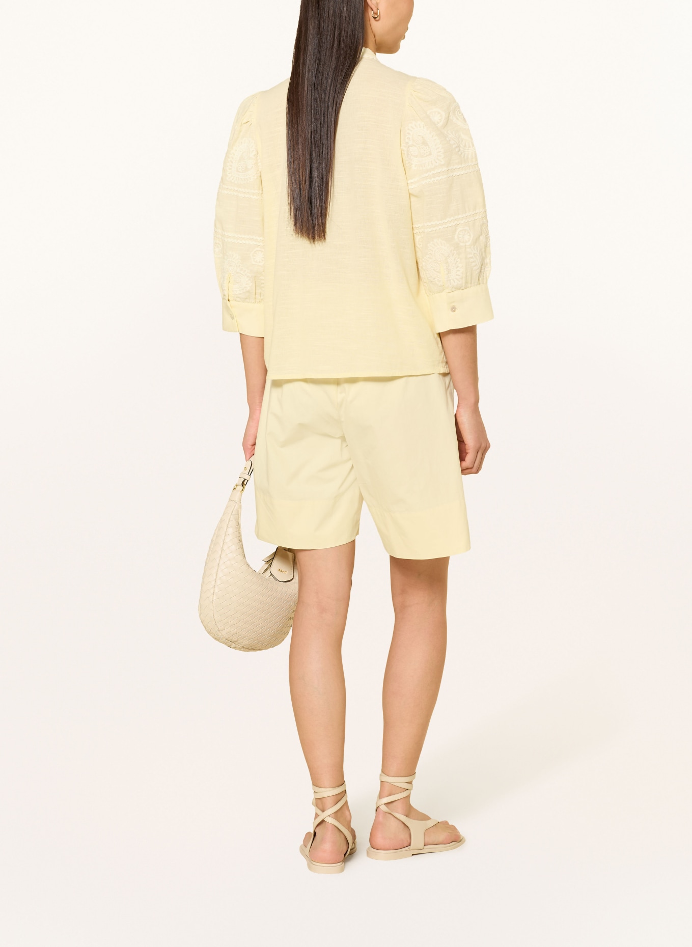 Rich & Royal Bluse mit 3/4-Arm: HELLGELB / WEISS