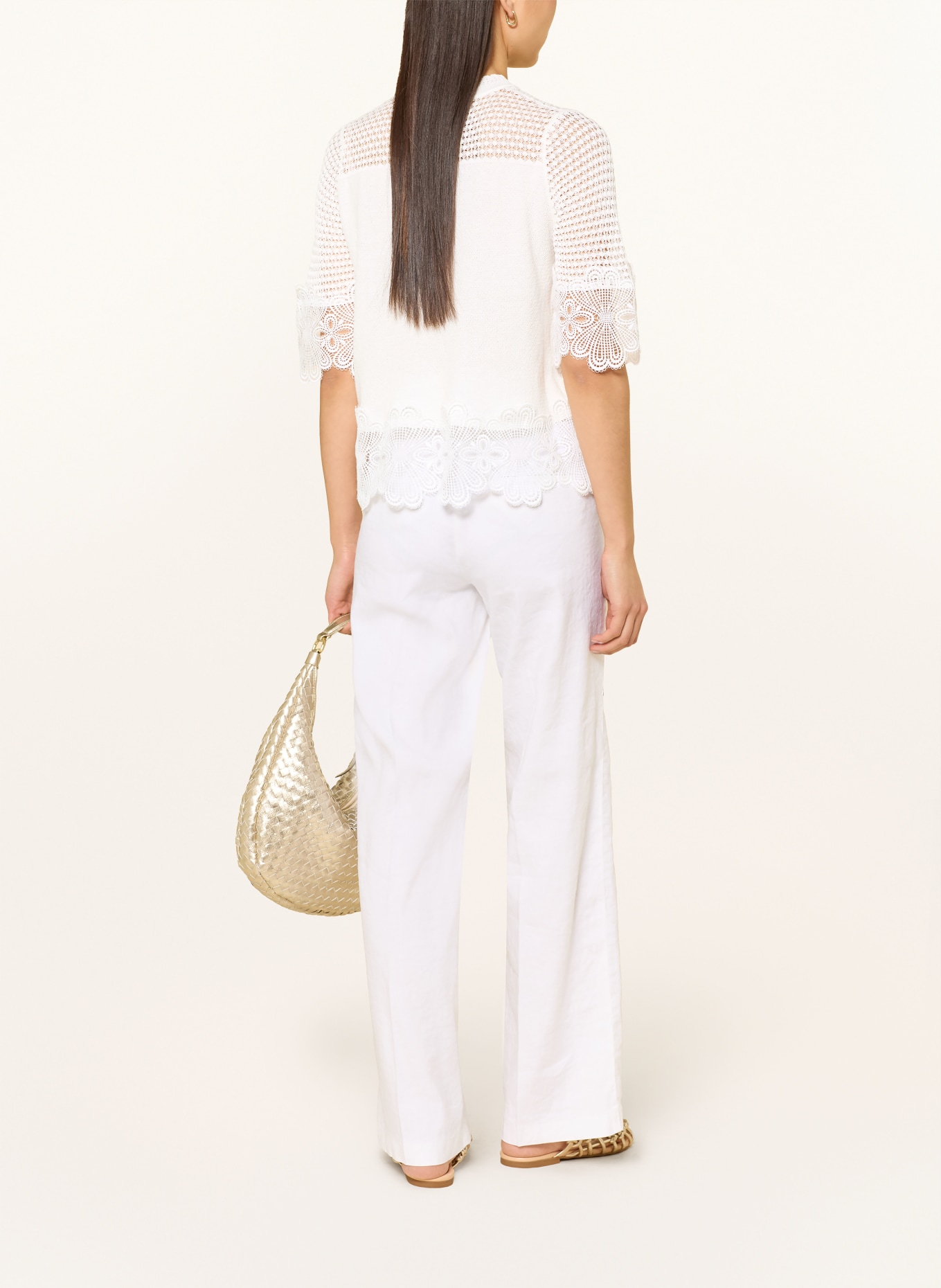 Rich & Royal Strickshirt mit Spitze: WEISS