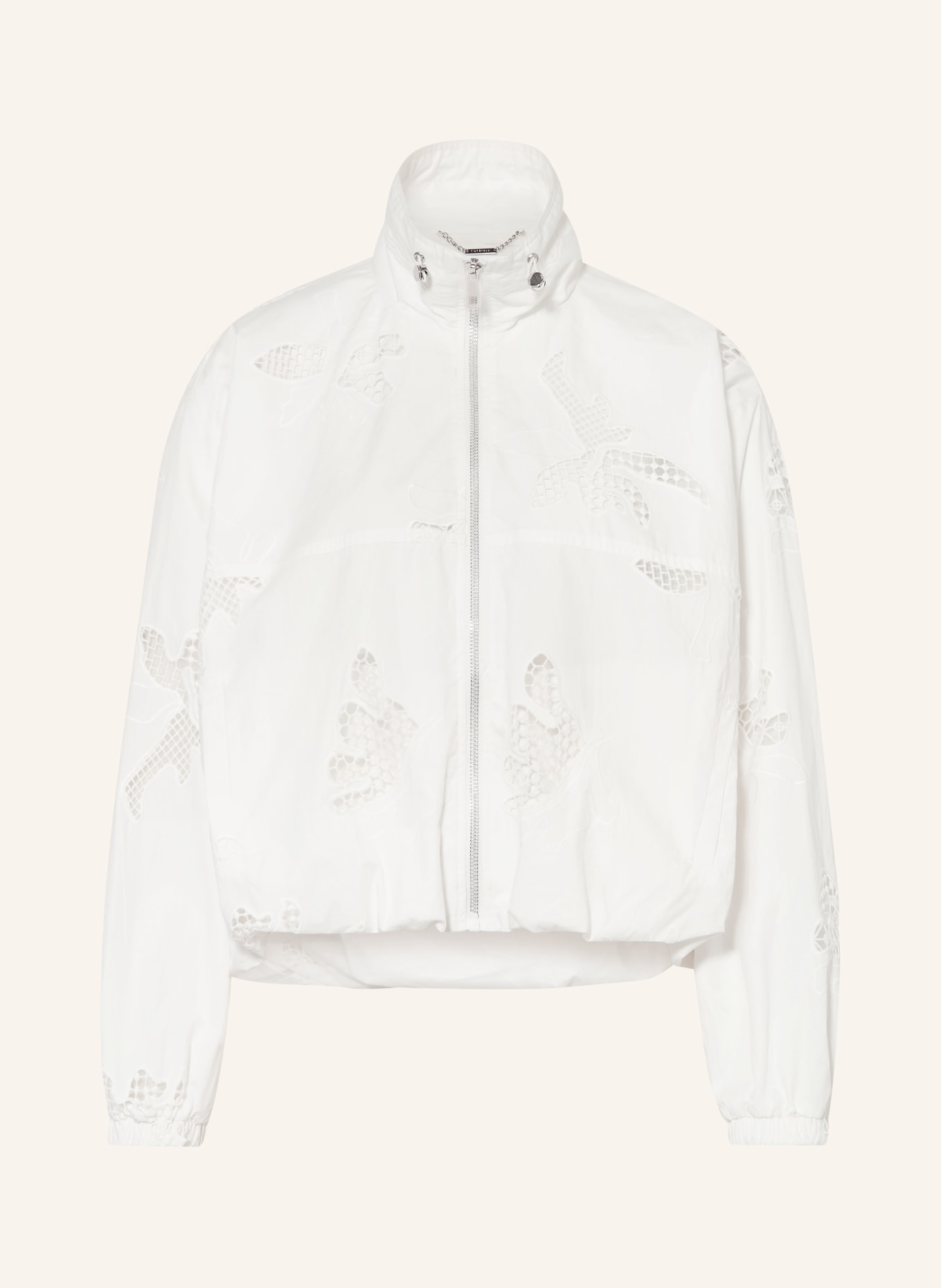 Rich & Royal Oversized-Blouson mit Lochspitze: WEISS