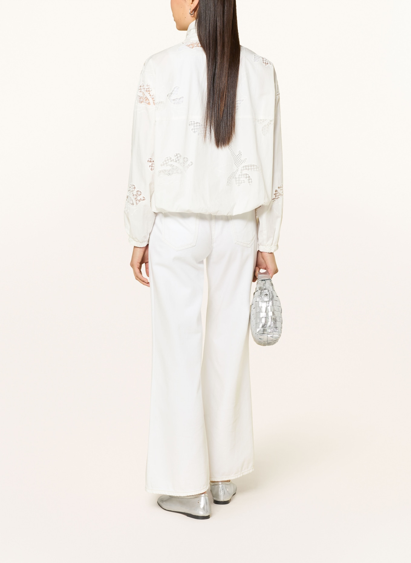 Rich & Royal Oversized-Blouson mit Lochspitze: WEISS