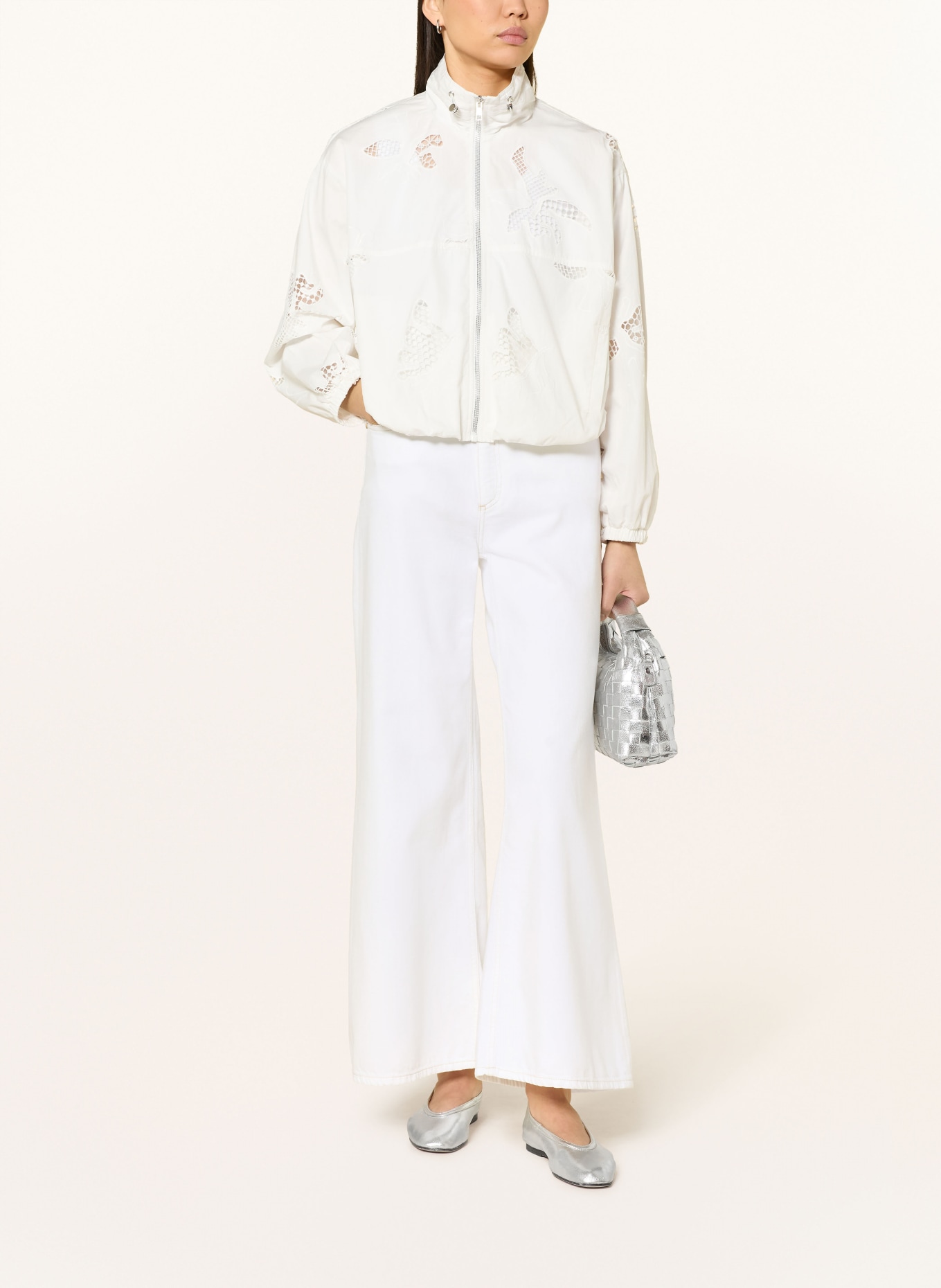 Rich & Royal Wide Leg Jeans: 116 white stone