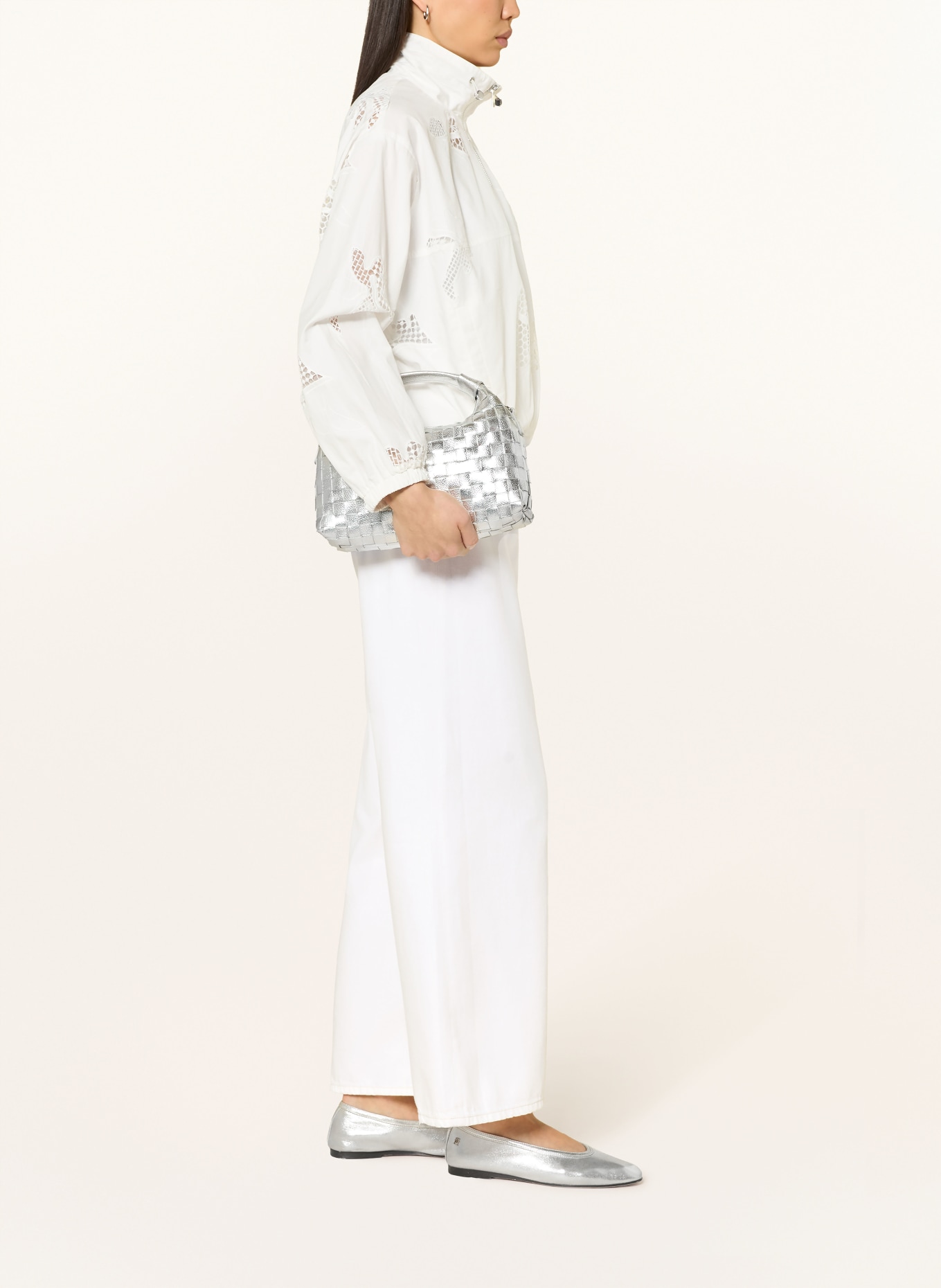 Rich & Royal Wide Leg Jeans: 116 white stone