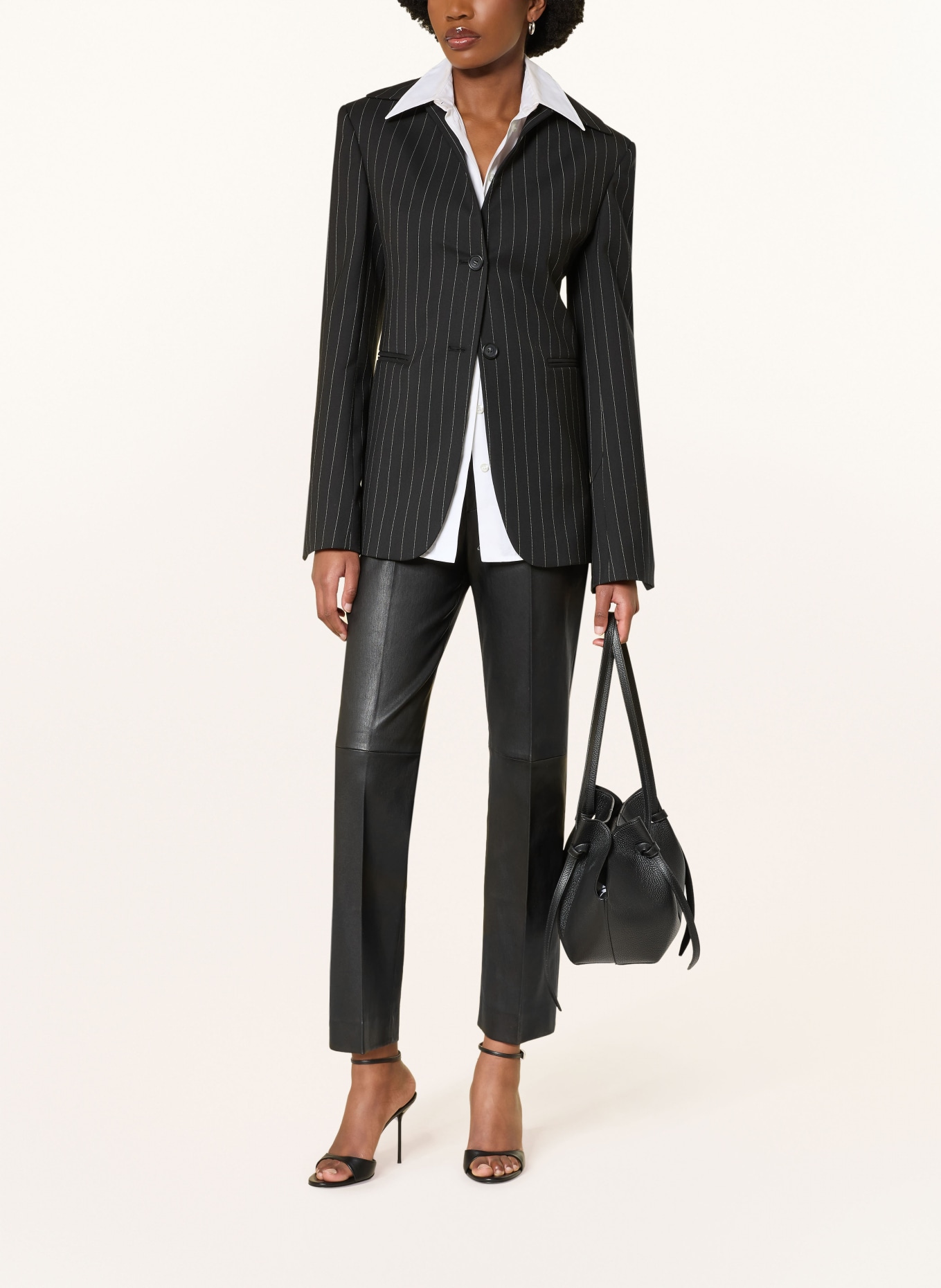 STOULS 7/8-Hose GEORGETTE aus Leder: SCHWARZ