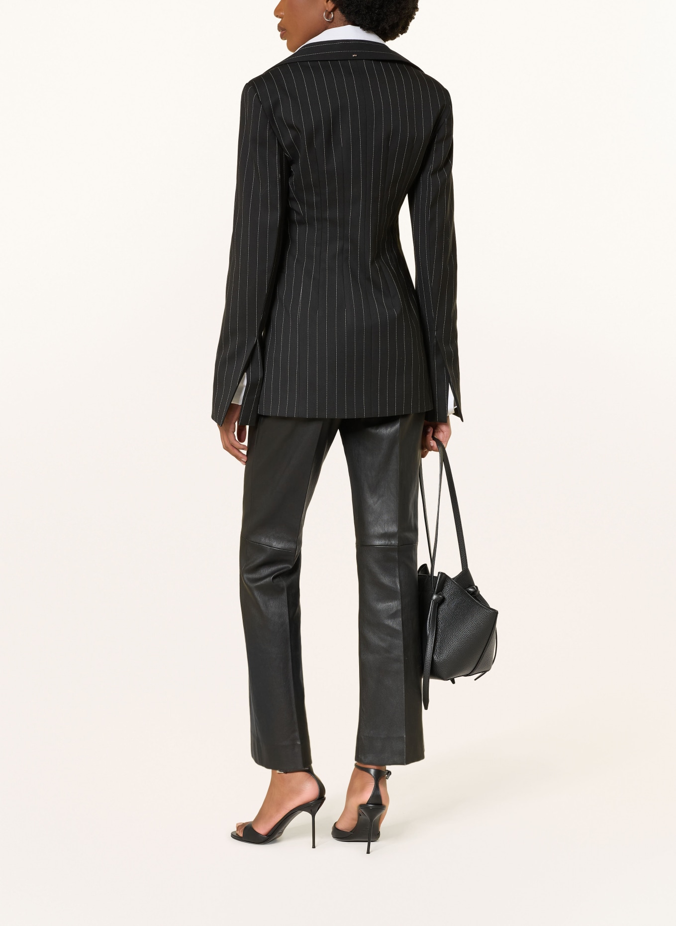 STOULS 7/8-Hose GEORGETTE aus Leder: SCHWARZ