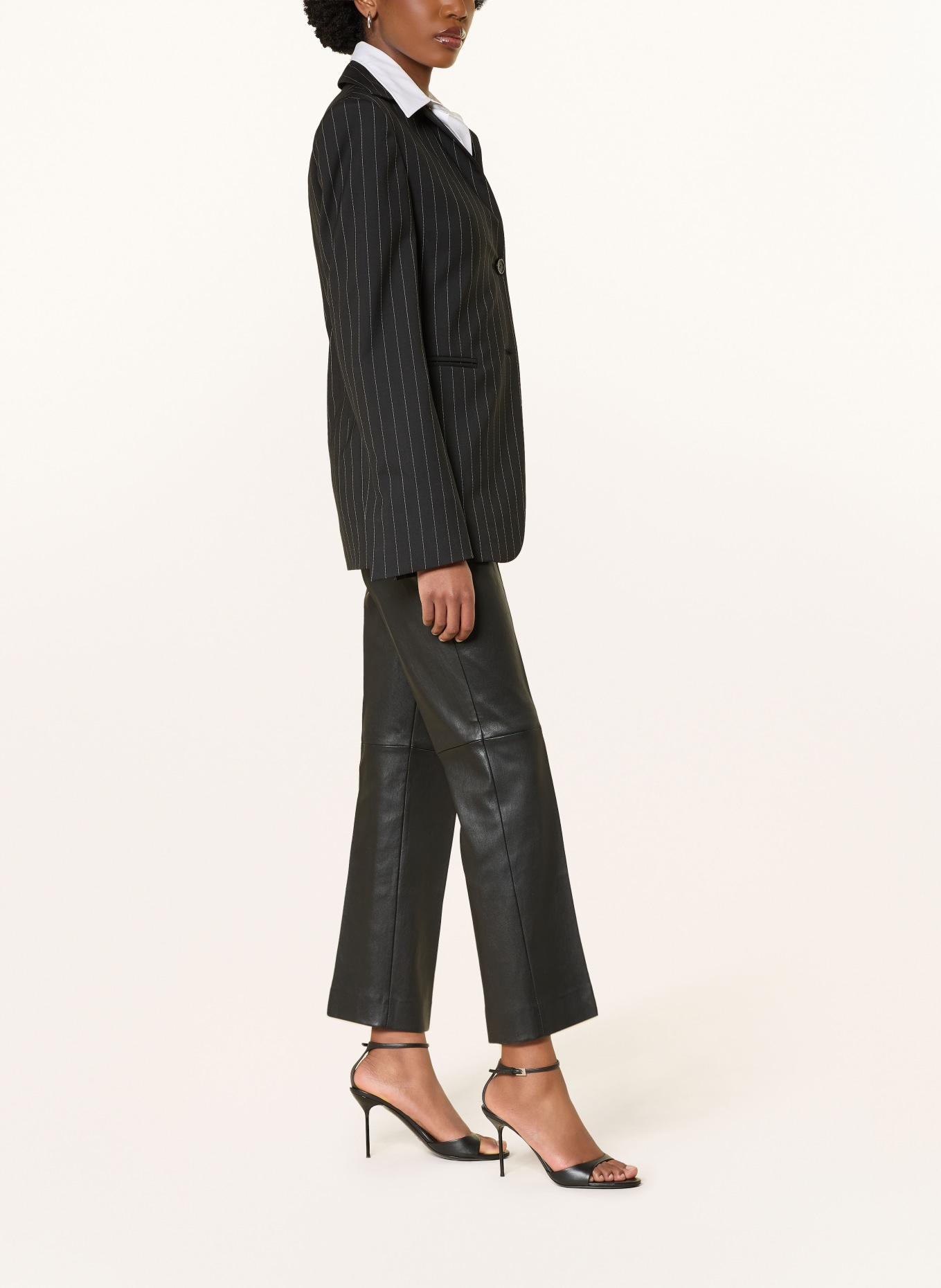 STOULS 7/8-Hose GEORGETTE aus Leder: SCHWARZ