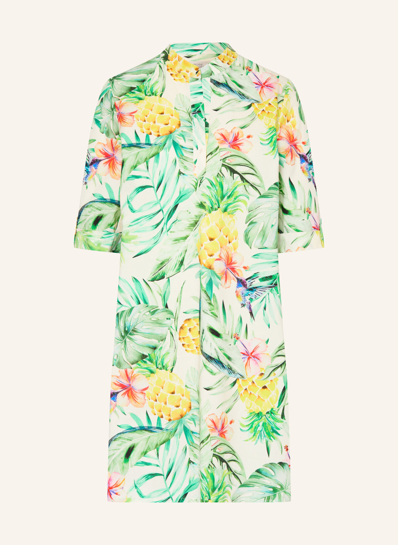 ROBE LÉGÈRE Kleid mit 3/4-Arm: GRÜN / ECRU / GELB