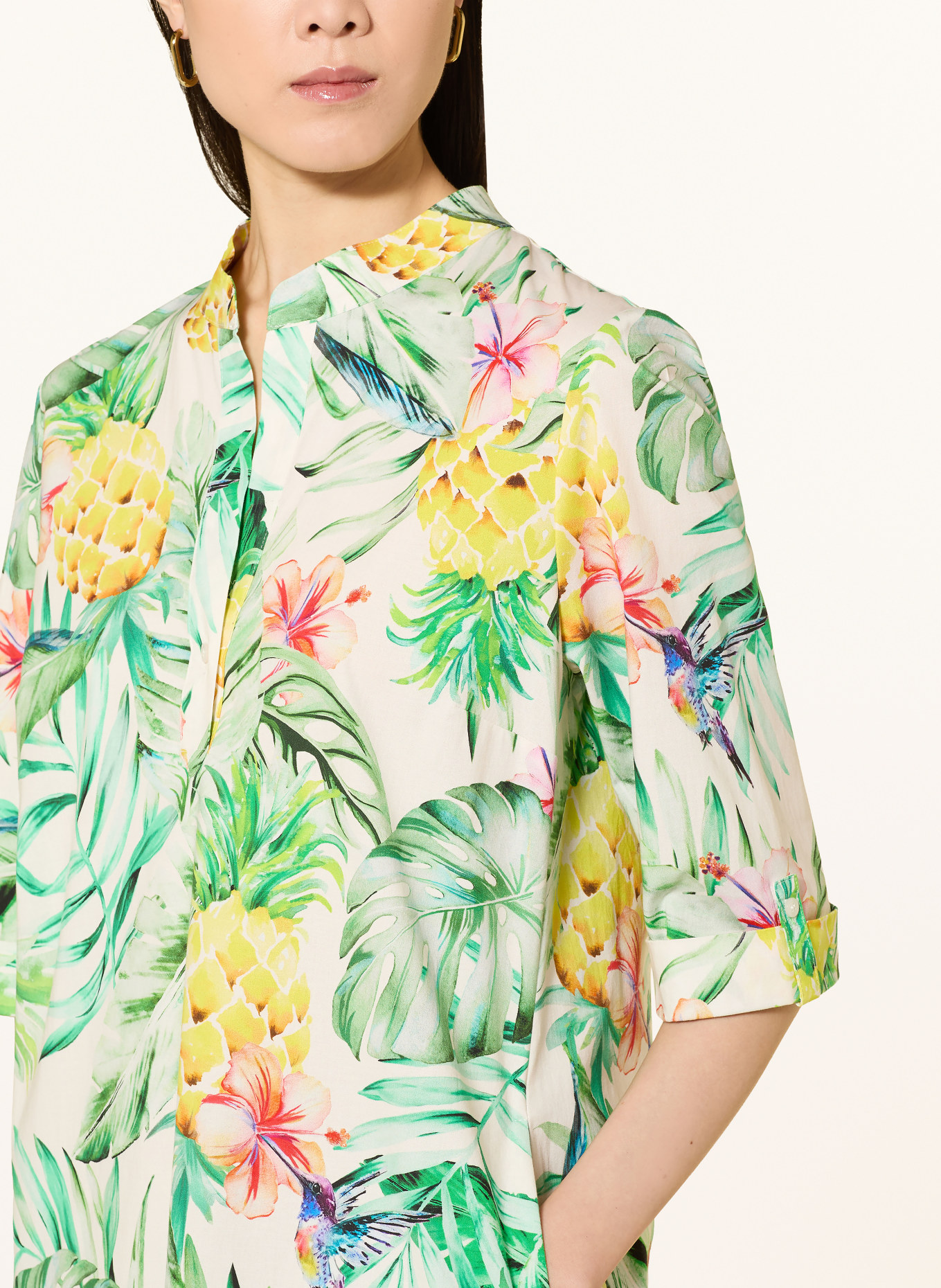 ROBE LÉGÈRE Kleid mit 3/4-Arm: GRÜN / ECRU / GELB