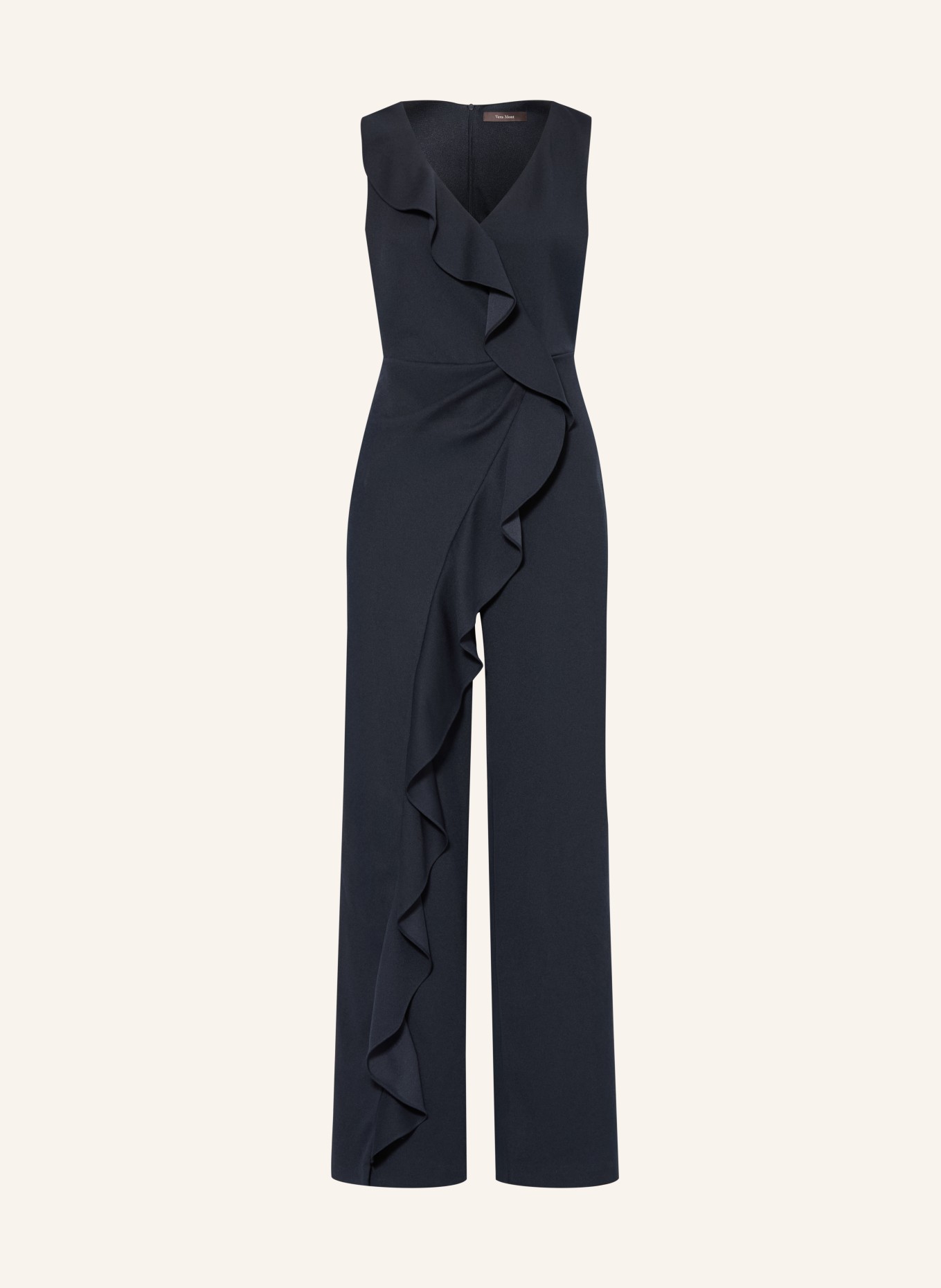 Vera Mont Jersey-Jumpsuit mit Volants: DUNKELBLAU