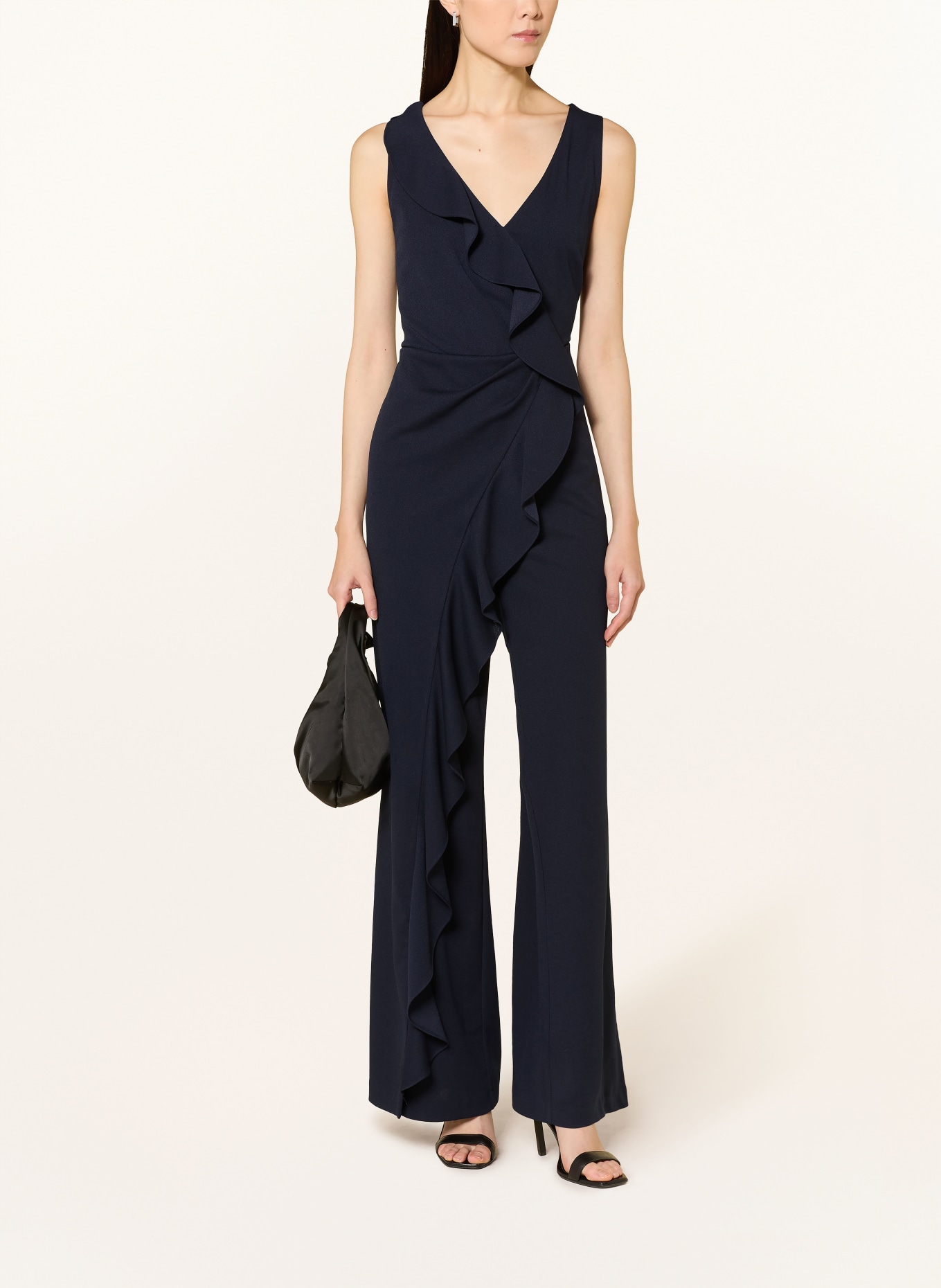 Vera Mont Jersey-Jumpsuit mit Volants: DUNKELBLAU