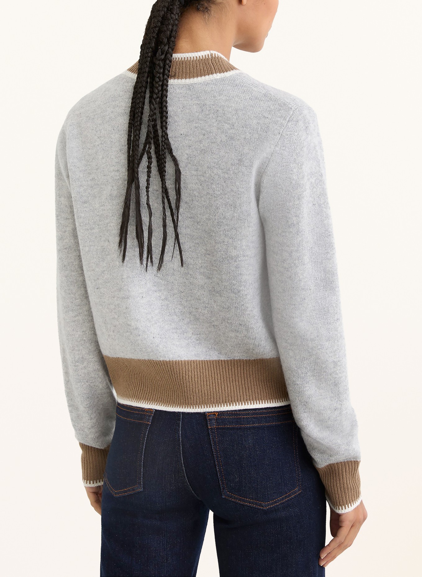 REISS Strickjacke LOUISA: HELLGRAU / CAMEL