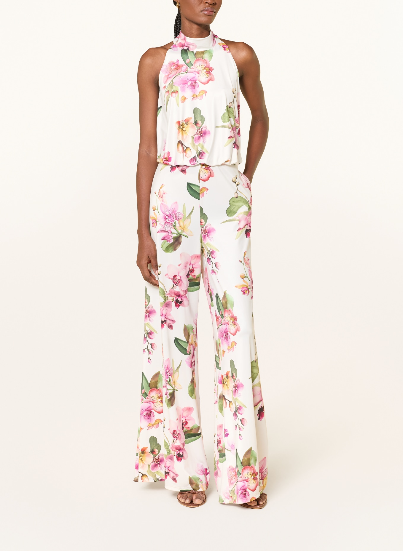 V by Vera Mont Jumpsuit mit Schluppe: CREME / ROSA / GRÜN