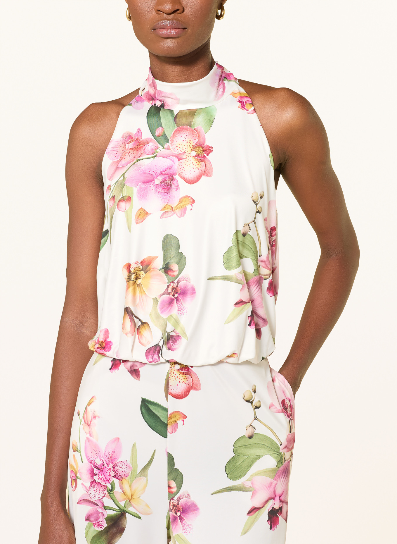 V by Vera Mont Jumpsuit mit Schluppe: CREME / ROSA / GRÜN