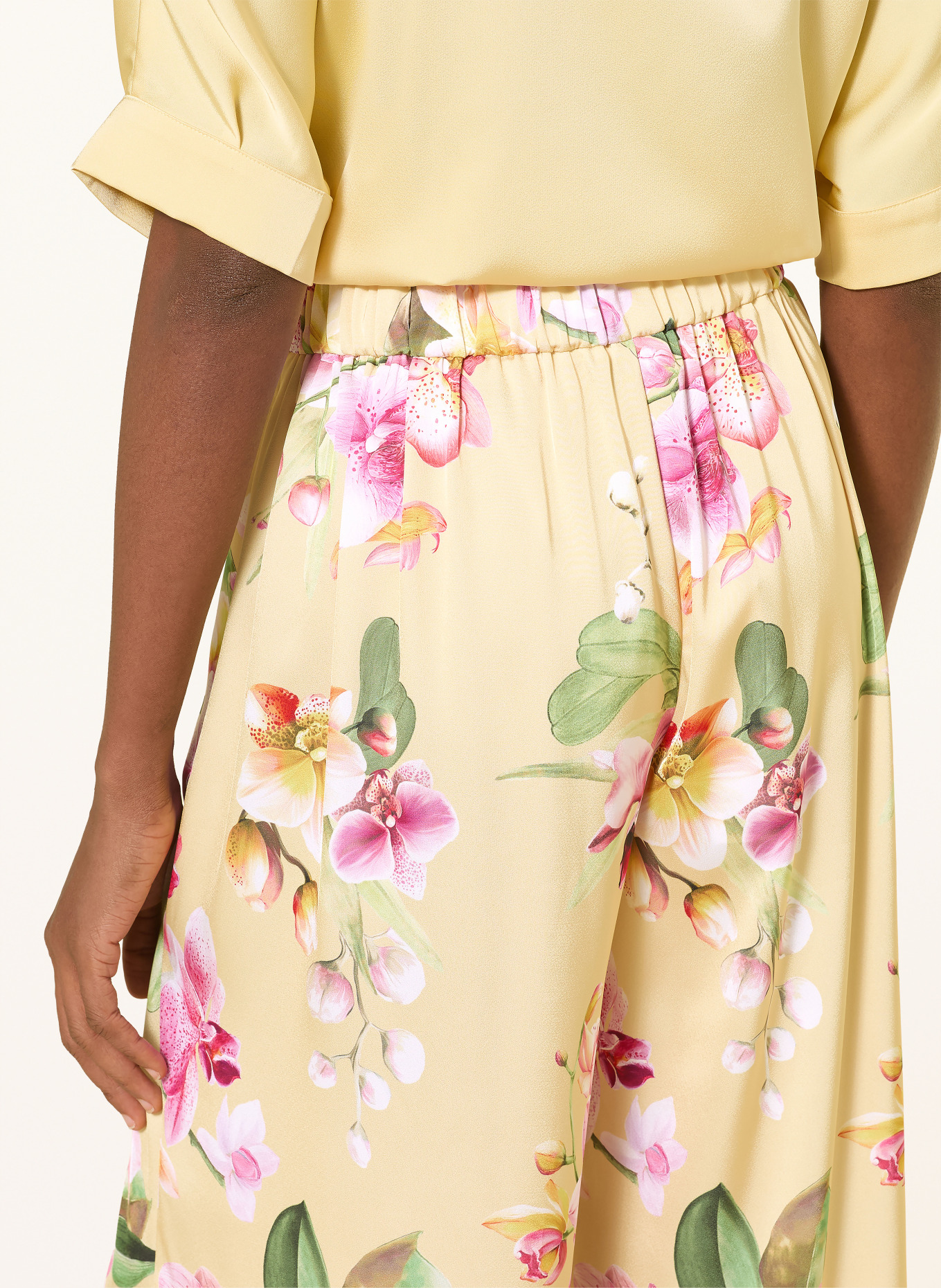 V by Vera Mont Marlenehose aus Satin: GELB / ROSA / GRÜN