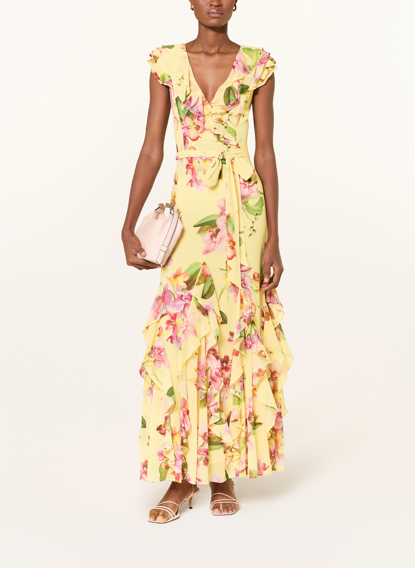 V by Vera Mont Abendkleid mit Volants: GELB / ROSA / GRÜN