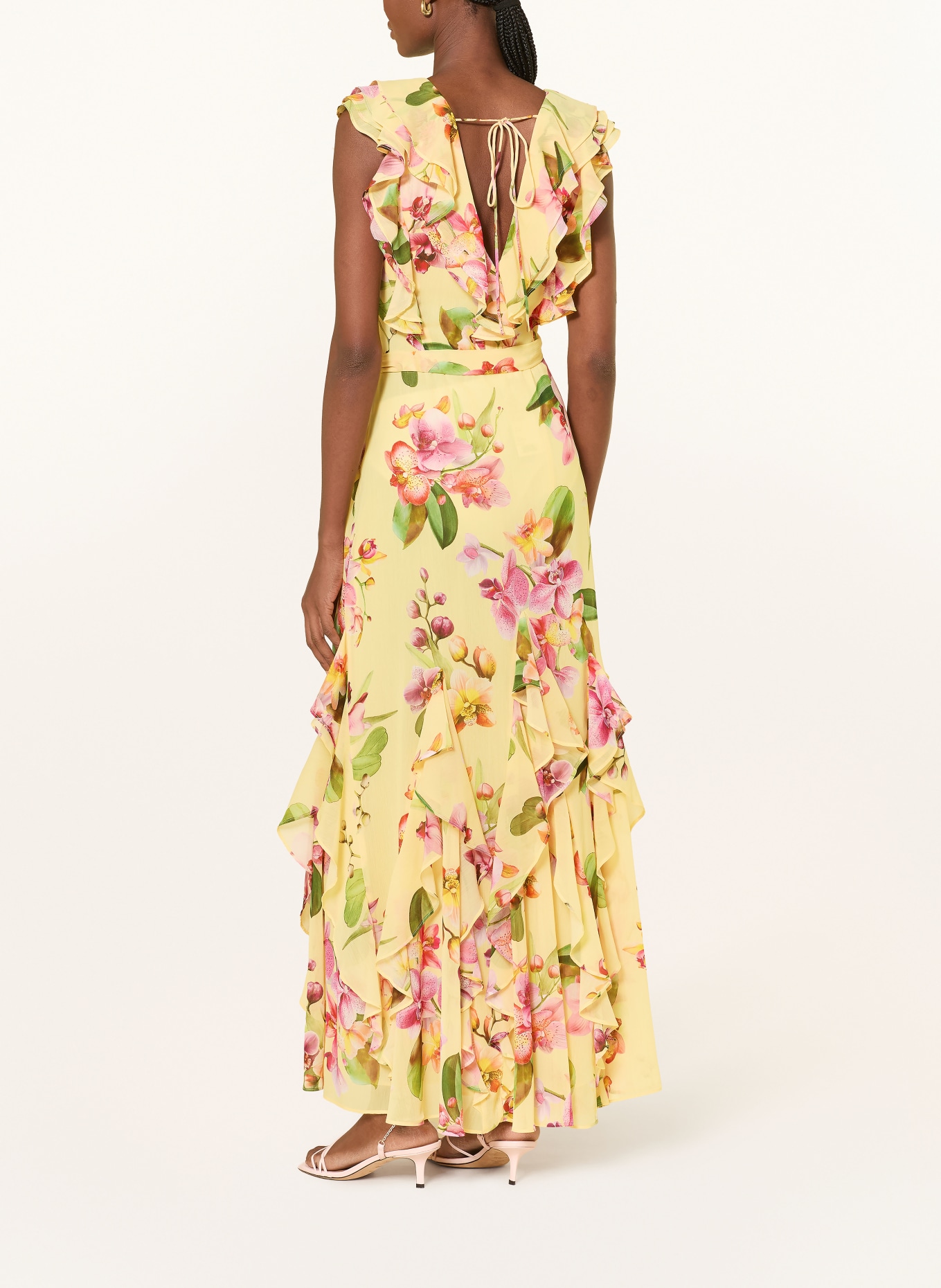 V by Vera Mont Abendkleid mit Volants: GELB / ROSA / GRÜN