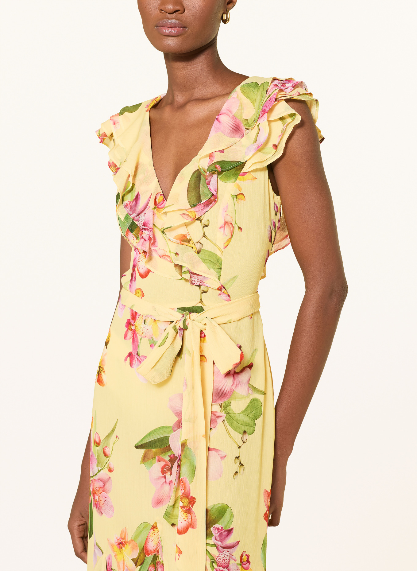 V by Vera Mont Abendkleid mit Volants: GELB / ROSA / GRÜN