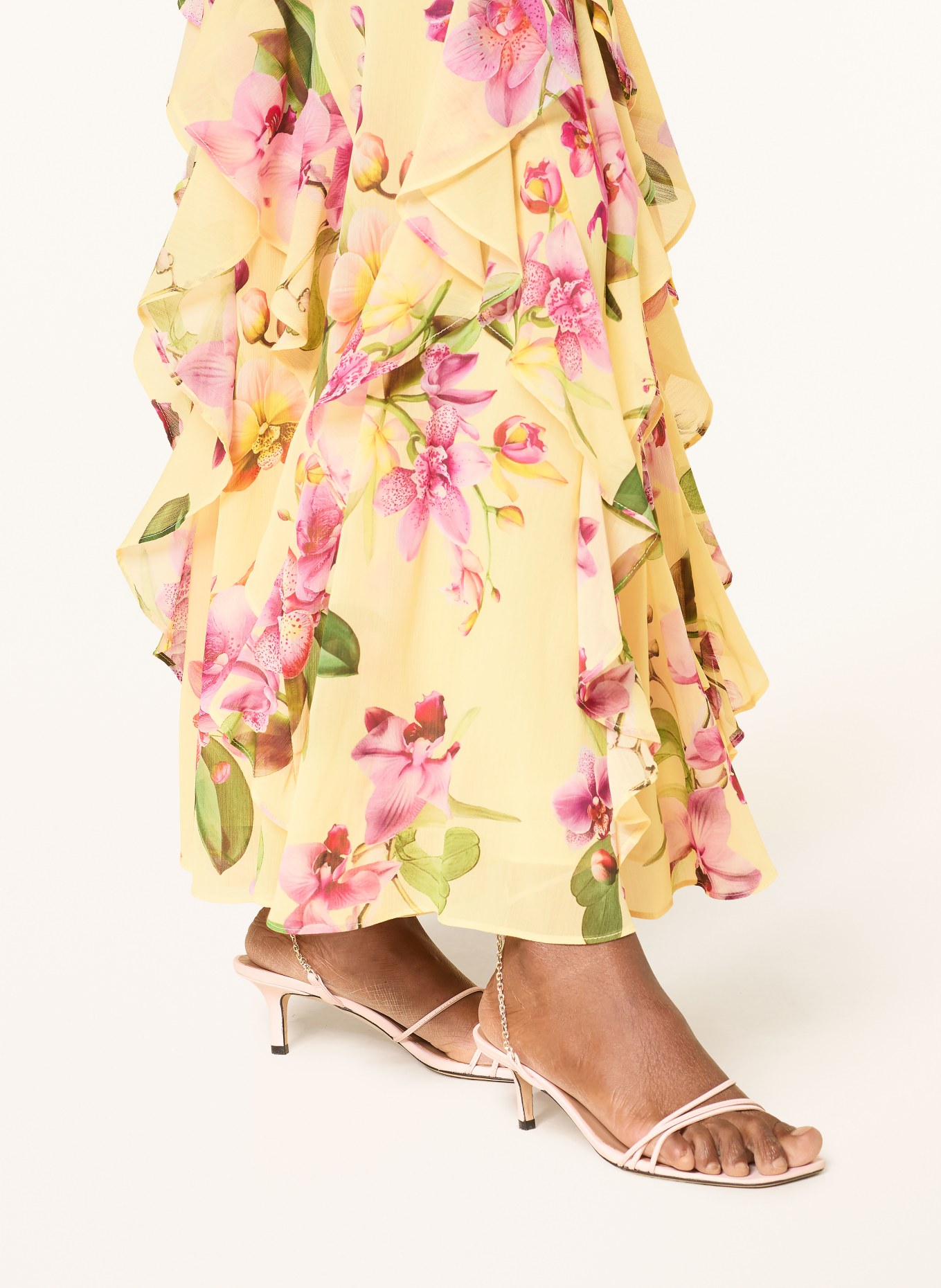 V by Vera Mont Abendkleid mit Volants: GELB / ROSA / GRÜN