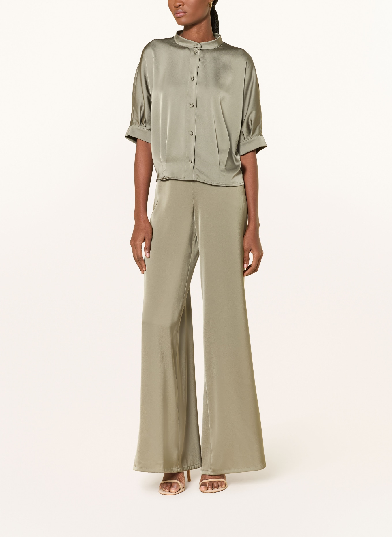 V by Vera Mont Satin blouse with 3/4 sleeves: LIGHT GREEN