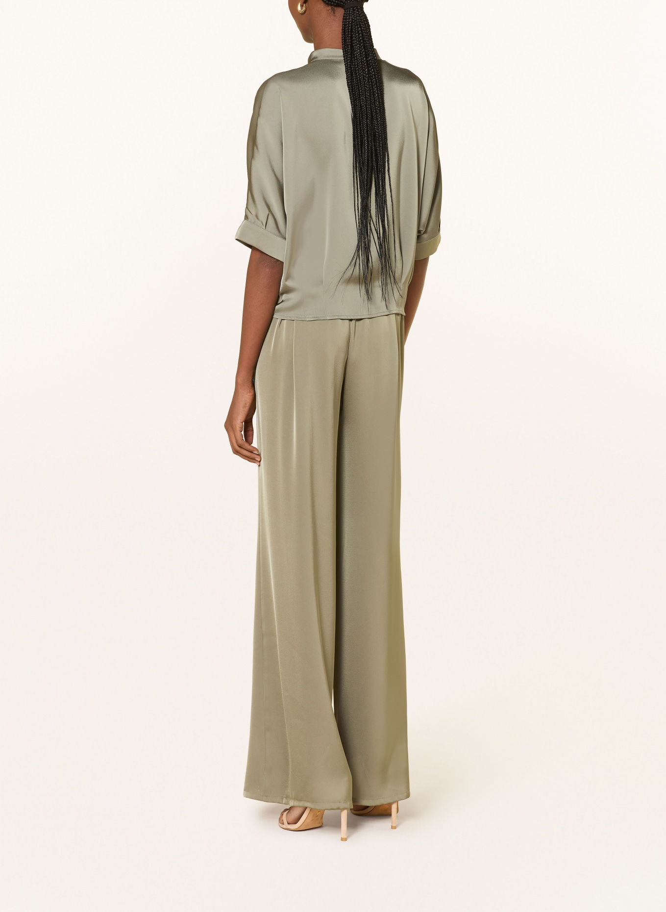 V by Vera Mont Satin blouse with 3/4 sleeves: LIGHT GREEN