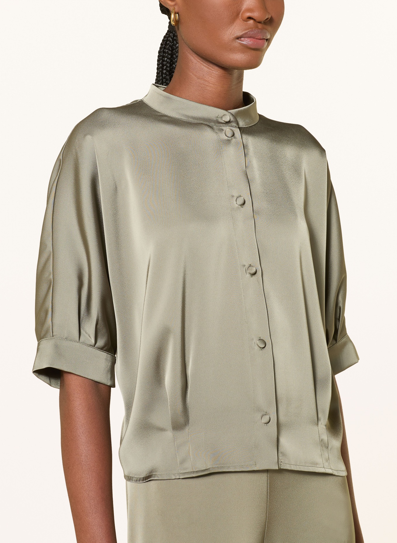V by Vera Mont Satin blouse with 3/4 sleeves: LIGHT GREEN