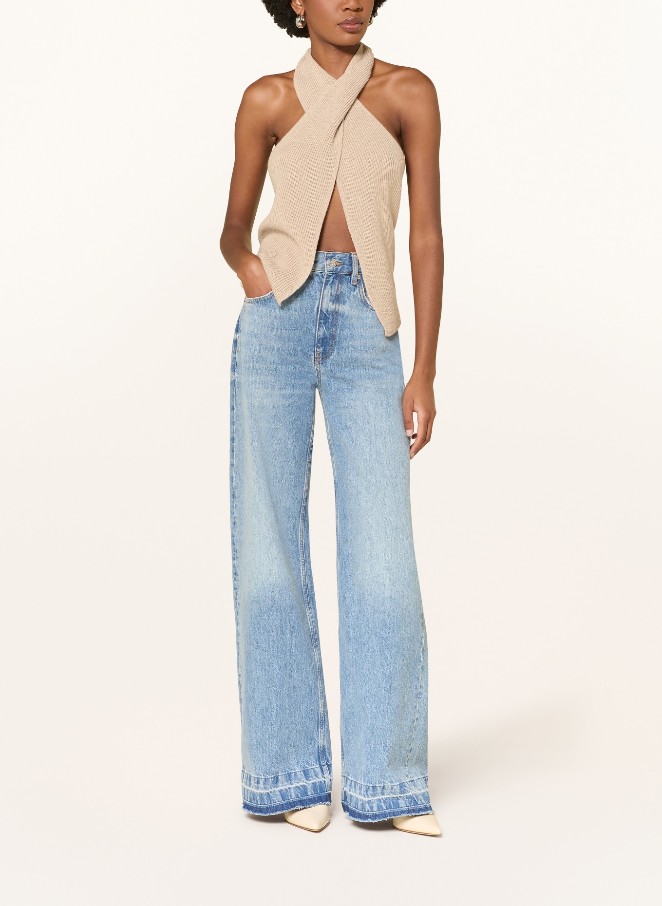 by Aylin Koenig Top en maille XENIA en laine mérinos et cachemire: BEIGE