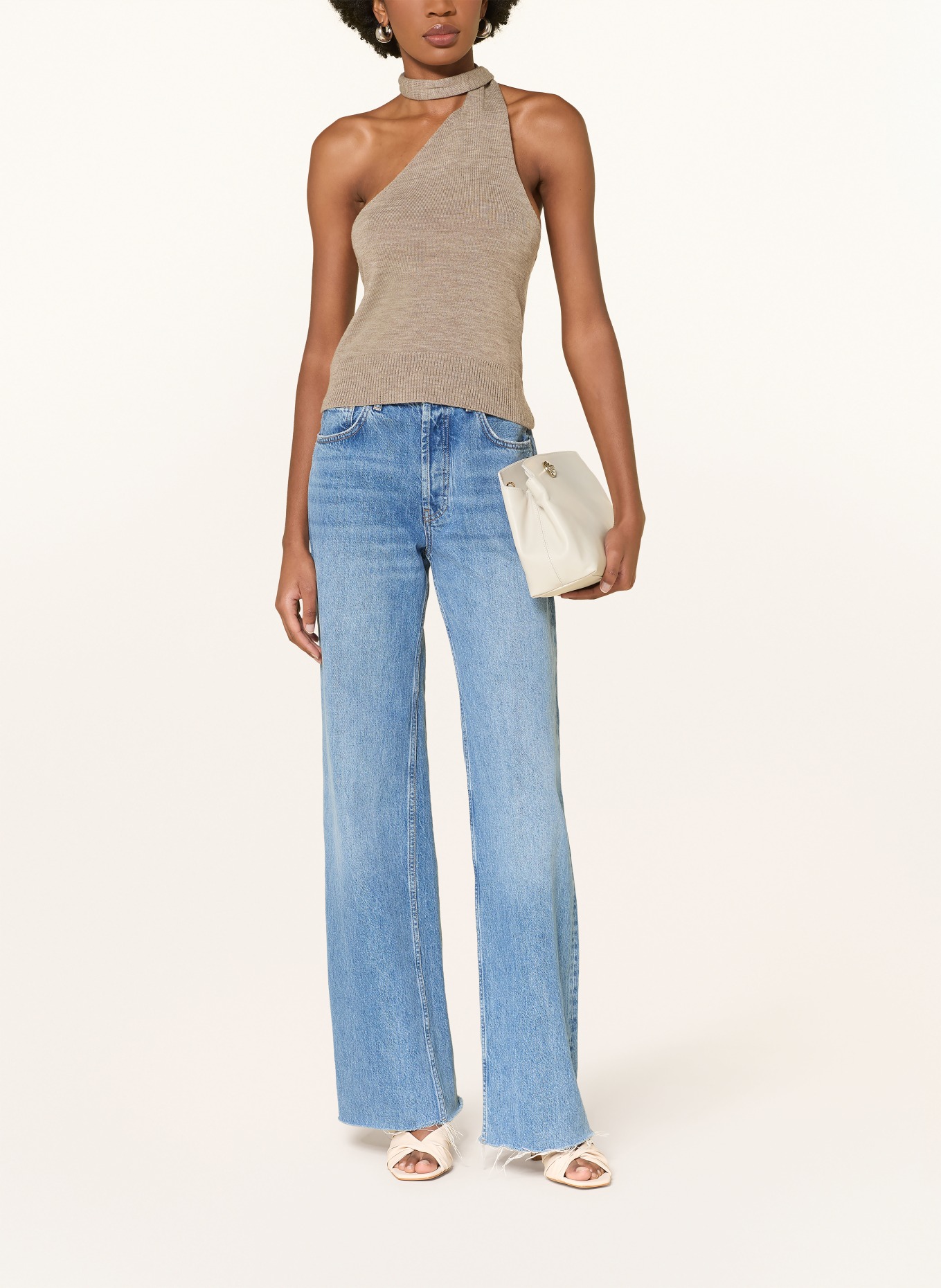 by Aylin Koenig Dzianinowy top POLLY z wełny merynosowej: SZAROBRĄZOWY