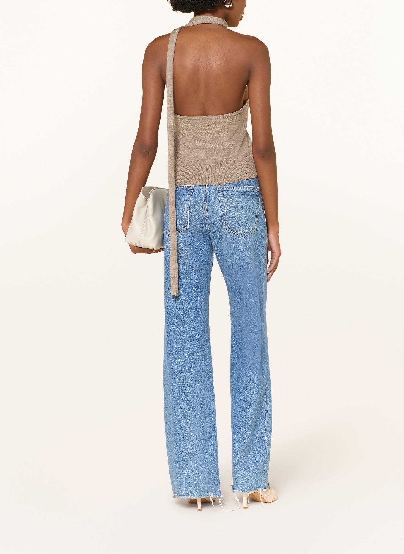 by Aylin Koenig Dzianinowy top POLLY z wełny merynosowej: SZAROBRĄZOWY