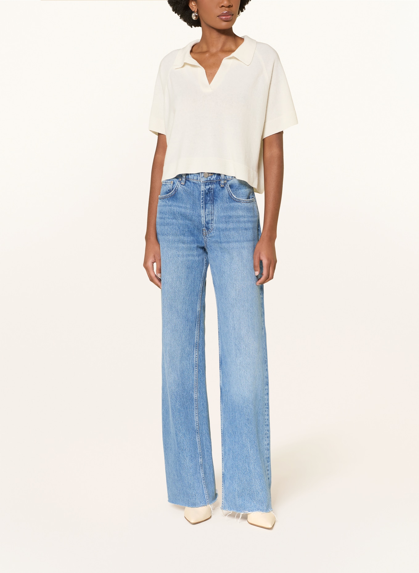 by Aylin Koenig Polo en maille ERIKA en laine mérinos et cachemire: CRÈME