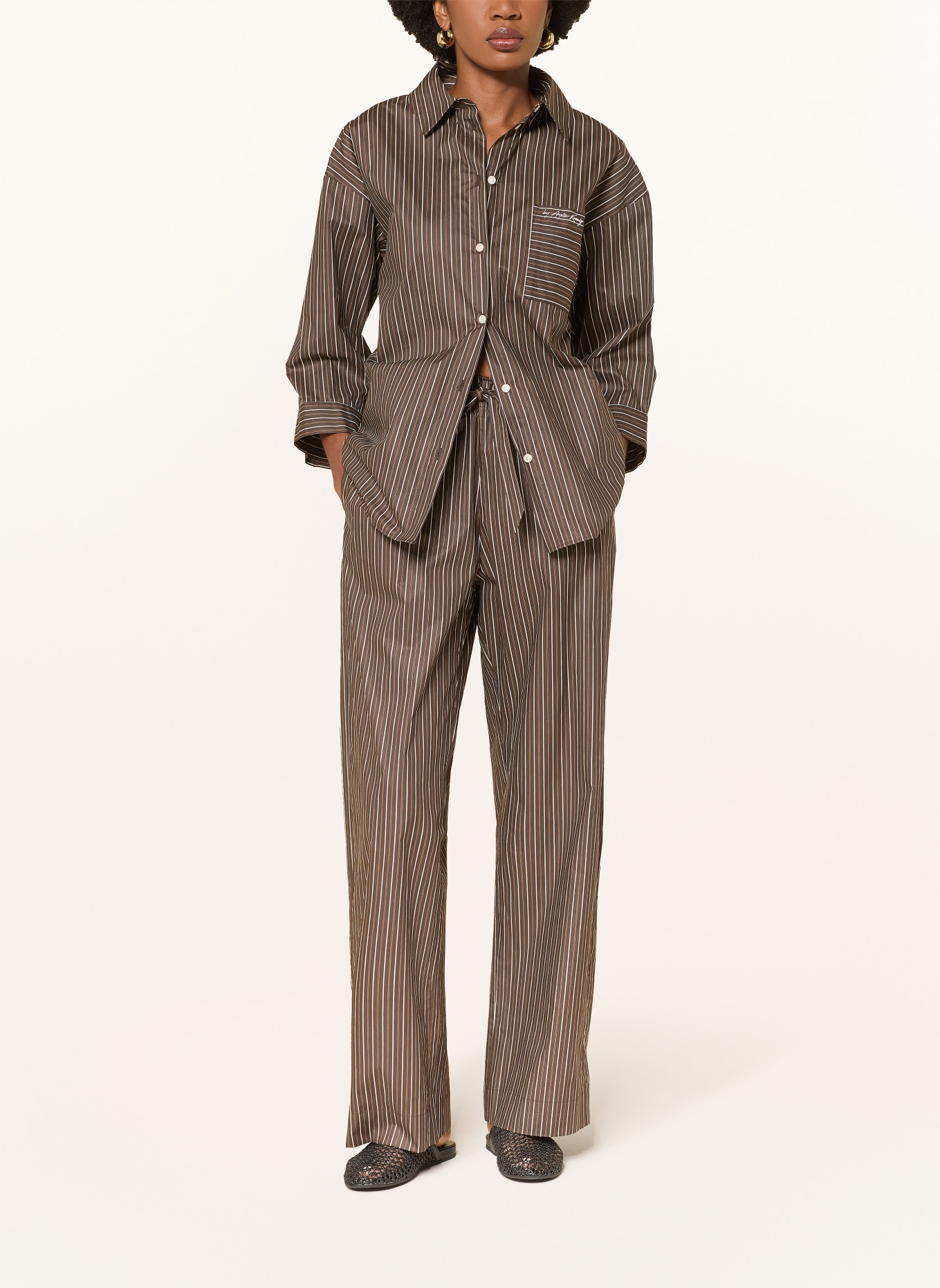 by Aylin Koenig Marlene-broek LILIA: MARRON FONCÉ / COGNAC / WIT